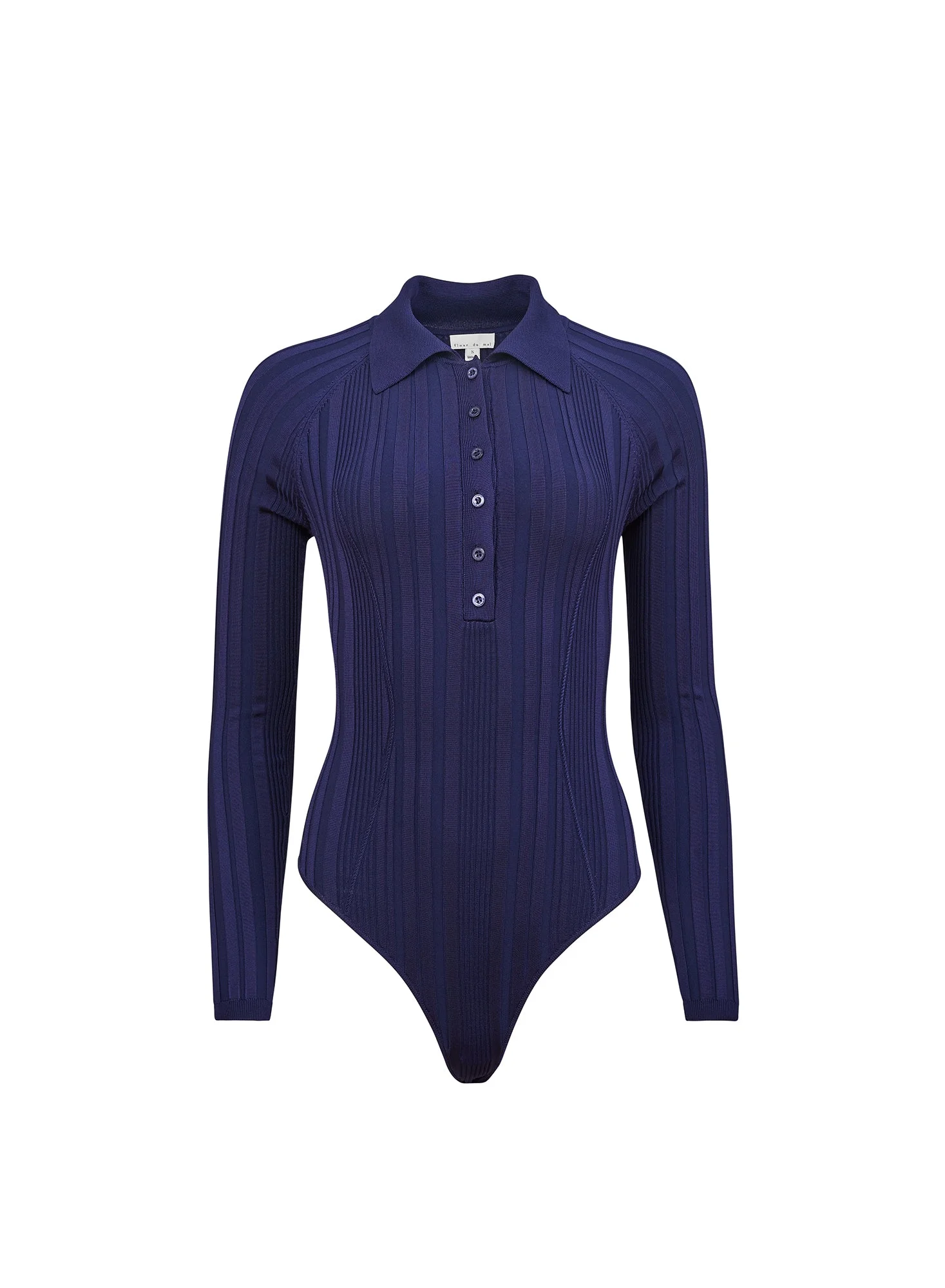 Long Sleeve Rib Polo Bodysuit - 1