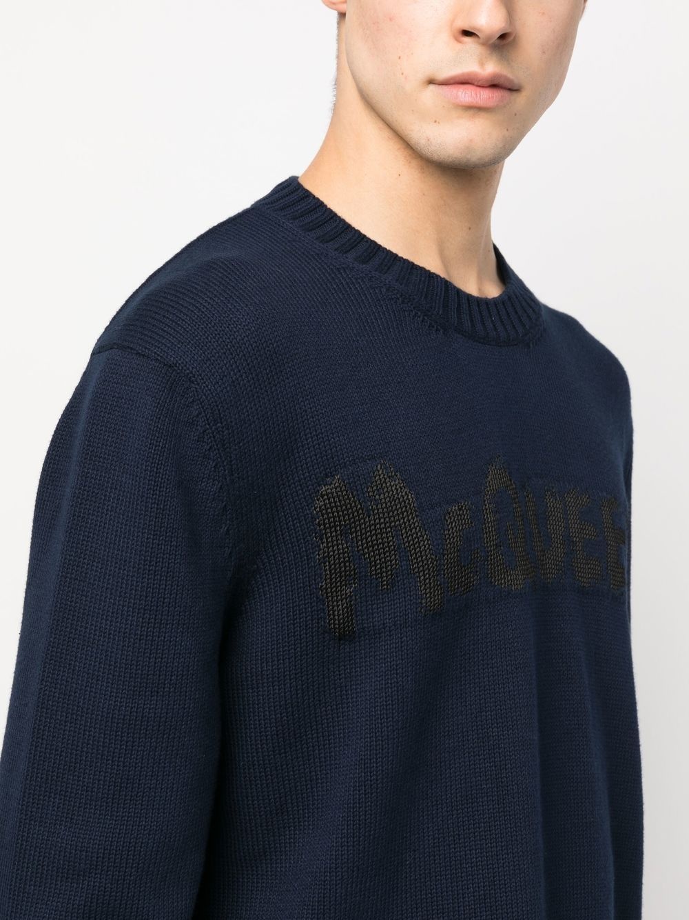 logo-intarsia crew neck jumper - 5