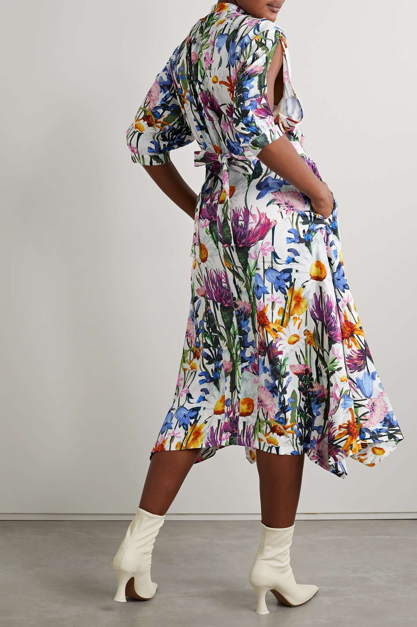 Floral-print crepe midi dress - 3