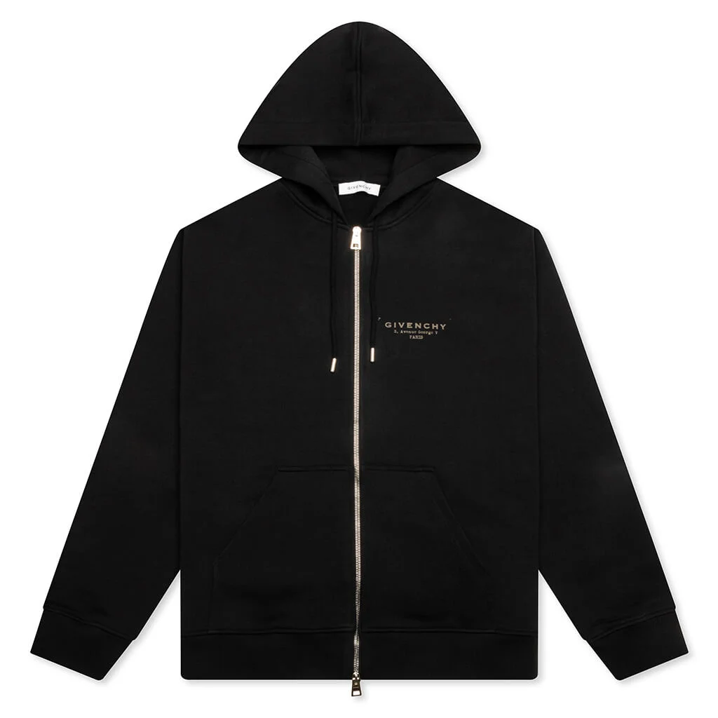 ZIPPED HOODIE - BLACK - 1