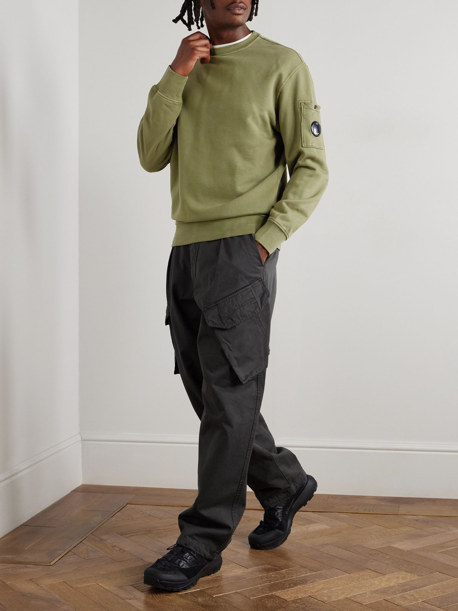 Brushed Cotton-Jersey Sweatshirt Green - 2
