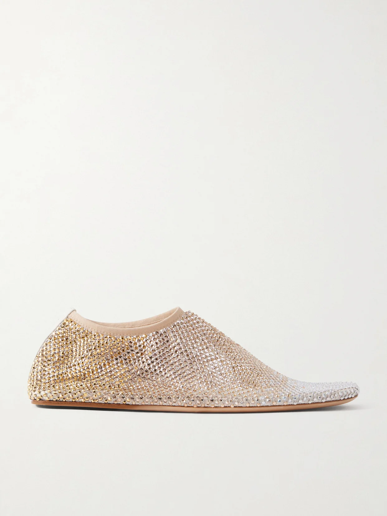 Minette Ombré Crystal-embellished Mesh Ballet Flats - 1