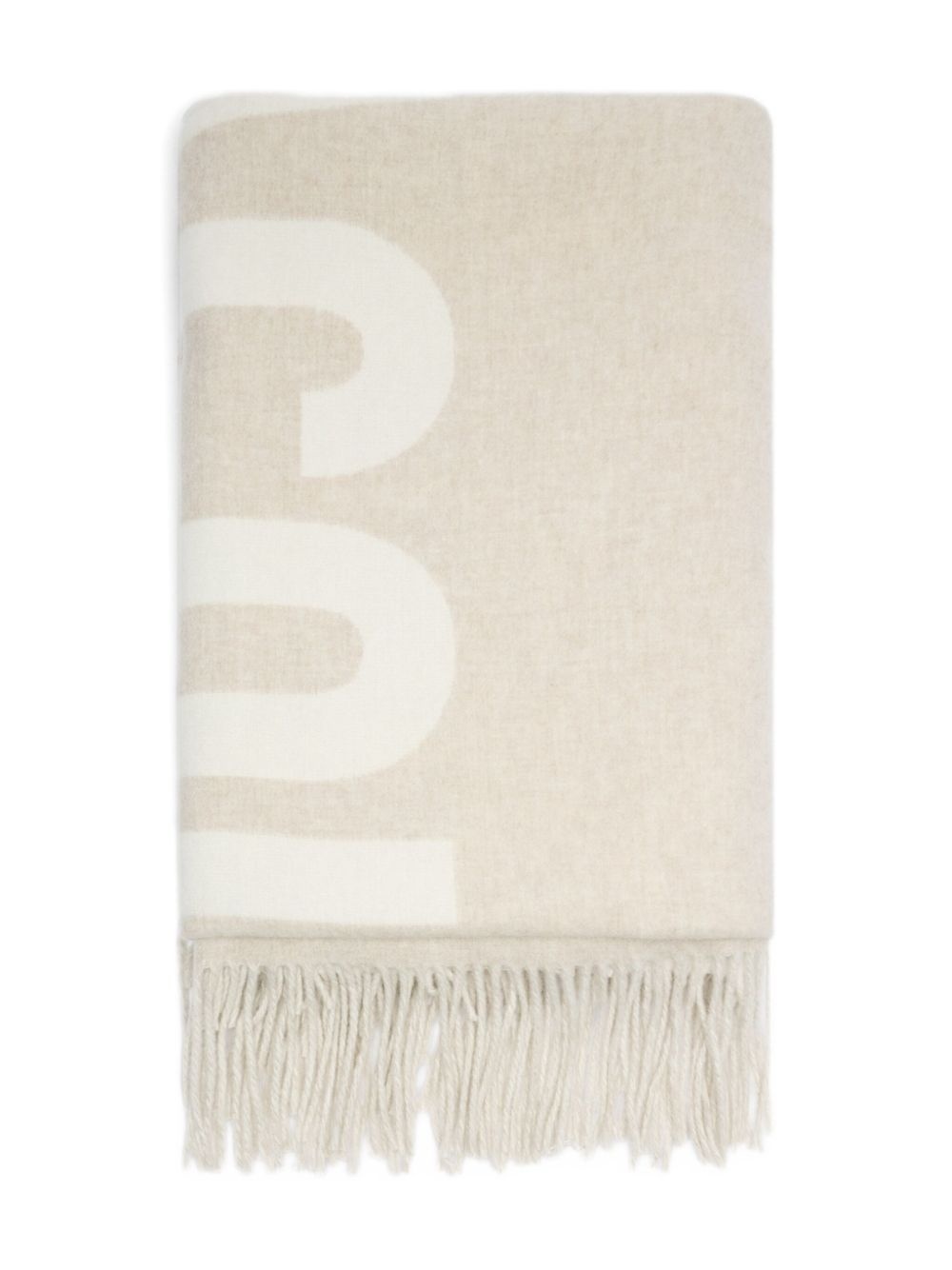 logo-jacquard wool scarf - 2