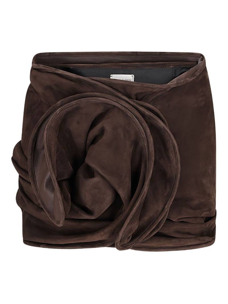 MAGDA BUTRYM rose-detail suede skirt outlook