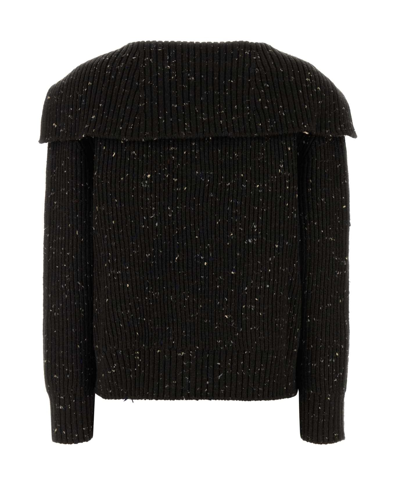Melange Dark Brown Wool Blend Cardigan - 2