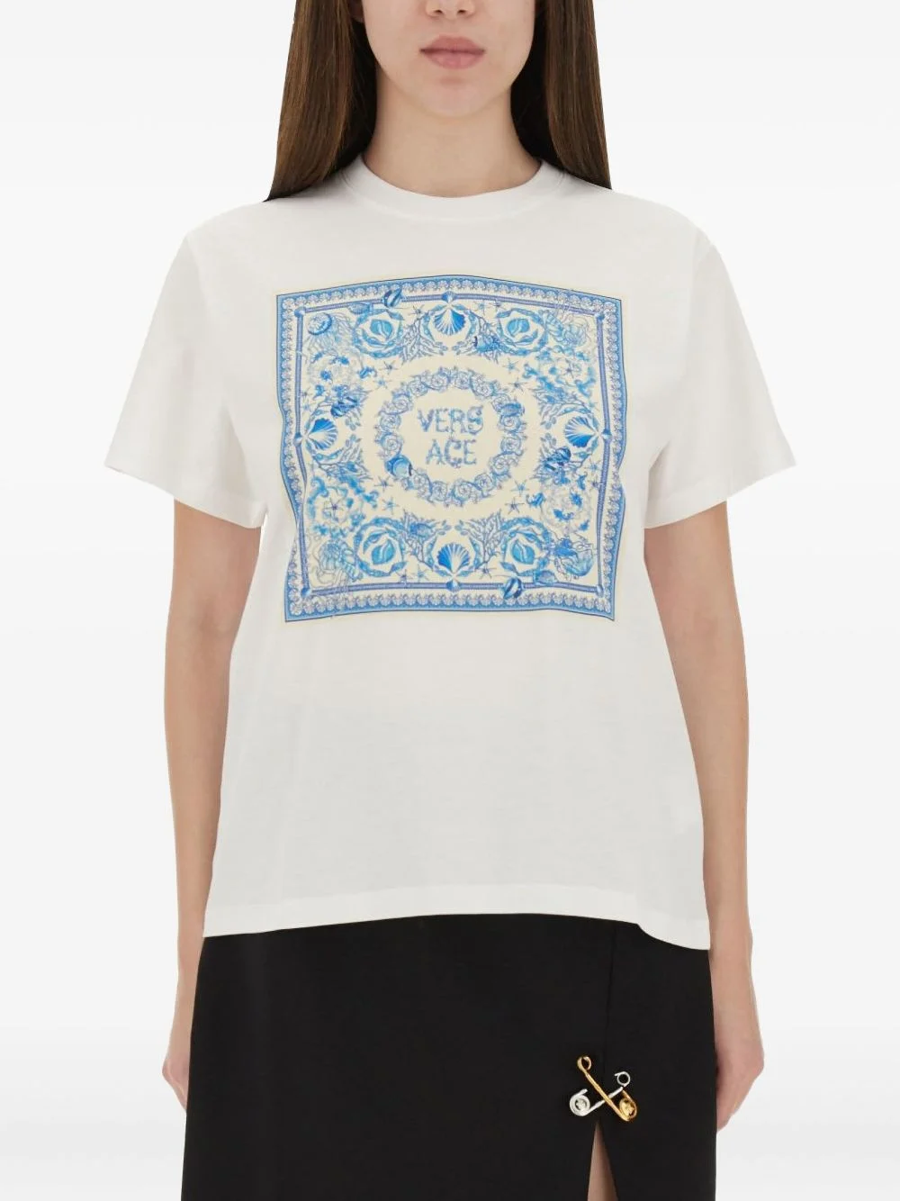 square-print T-shirt - 1