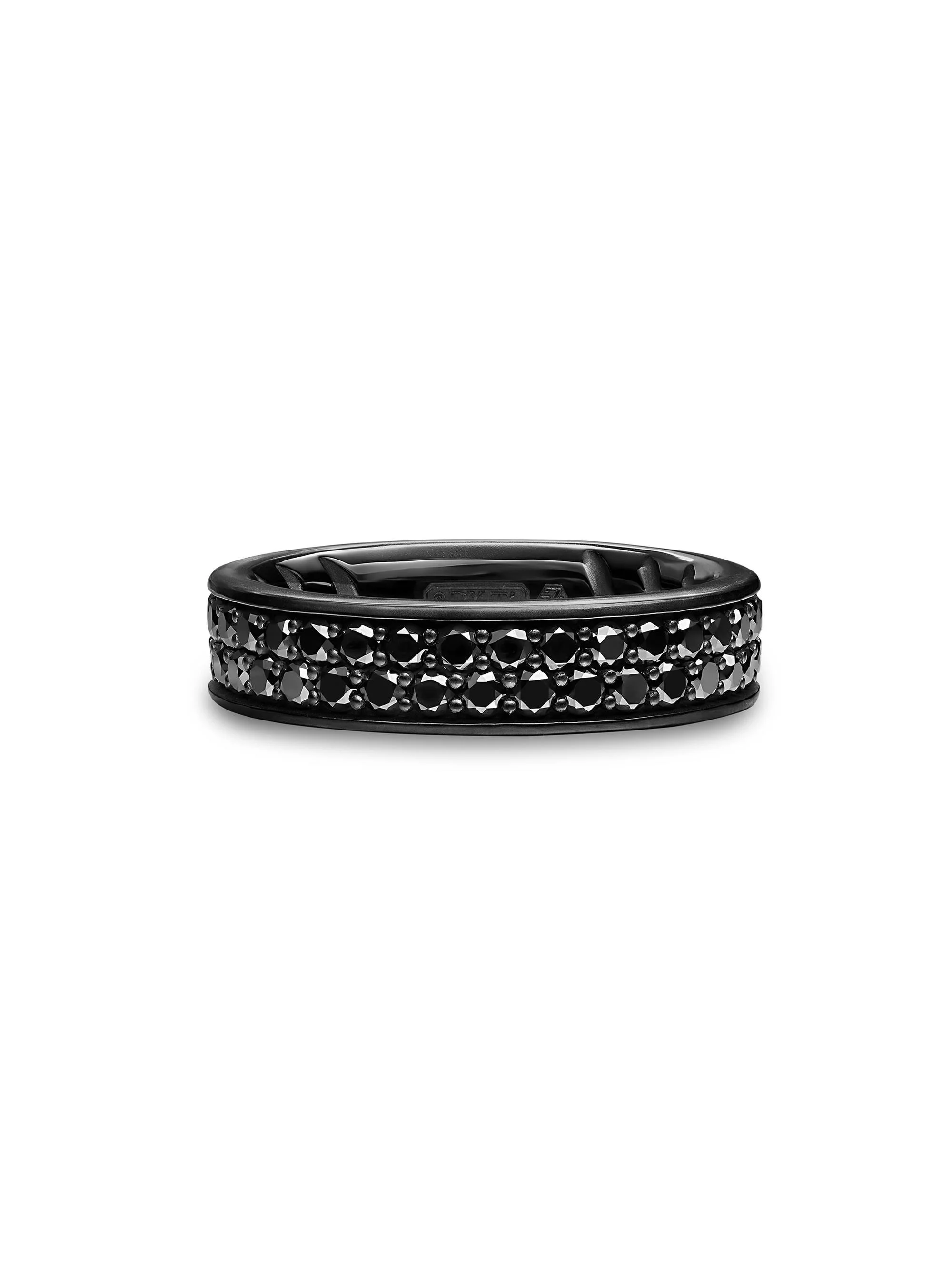 Men's Streamline Band Ring in Black Titanium - Black Diamond - 1