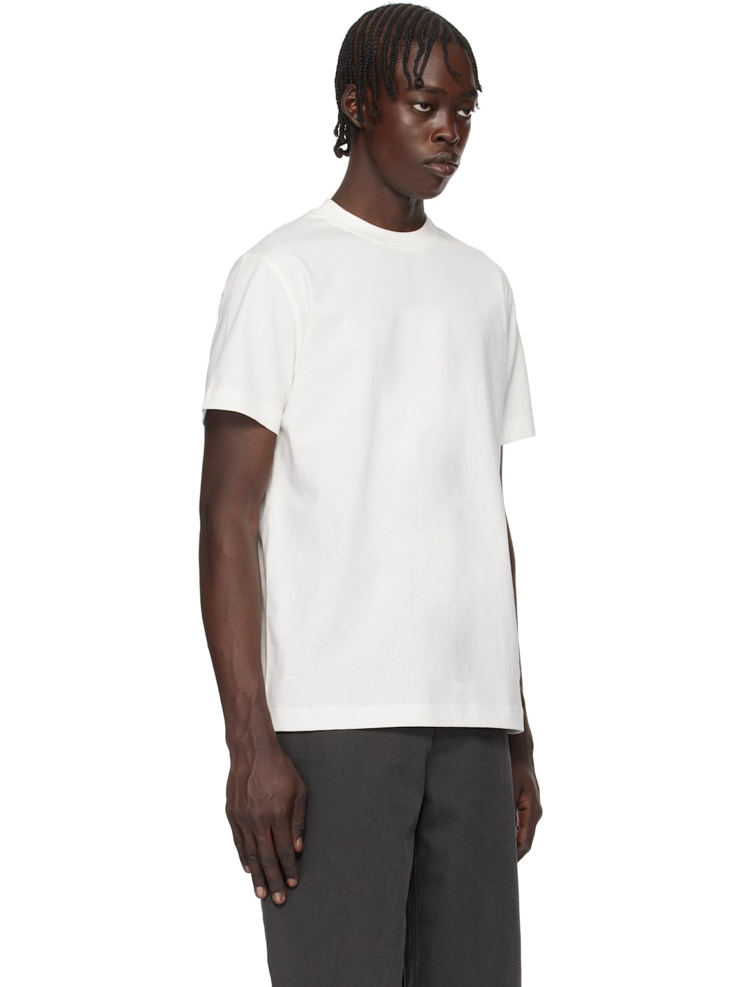 White Check Label Cotton T-shirt - 2