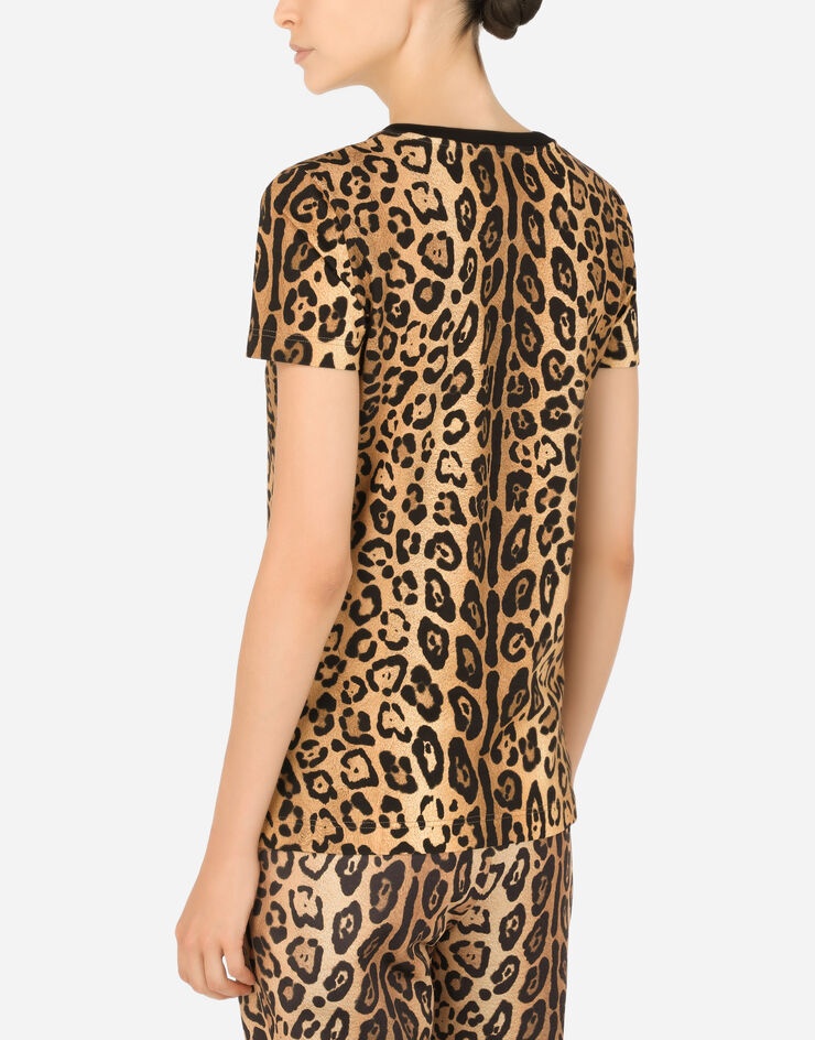 Short-sleeved leopard-print jersey T-shirt - 5