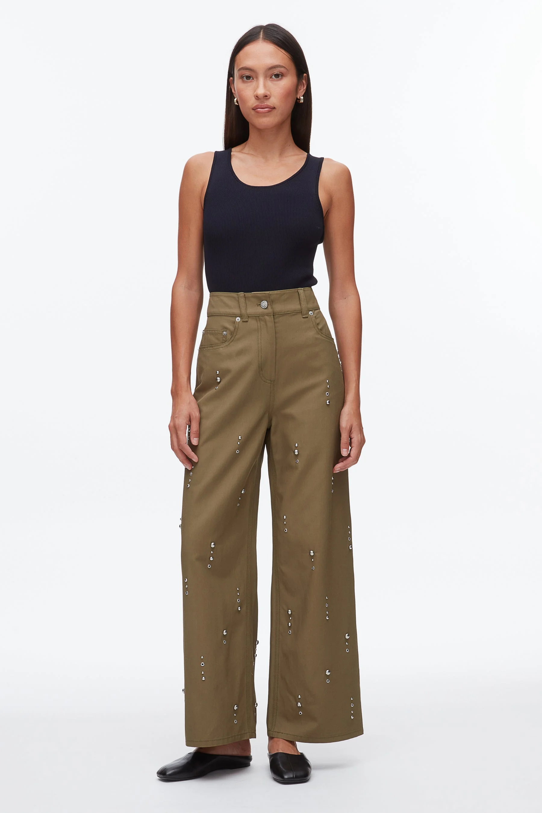 Stud Embellished Wide Leg Pant - 1