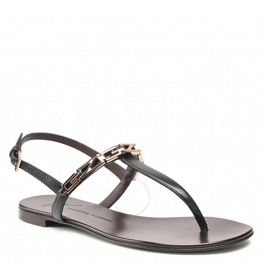 Giuseppe Zanotti Ladies Black Musicaa Monogram Thong Sandals - 2