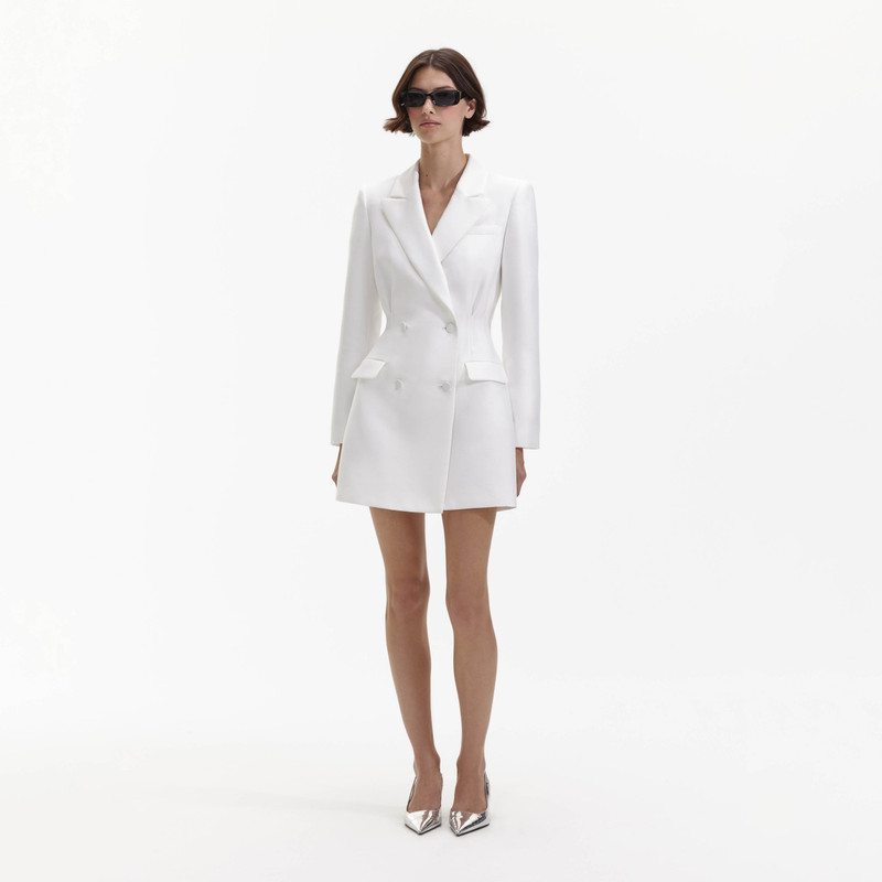 self-portrait White Taffeta Tailored Mini Dress outlook