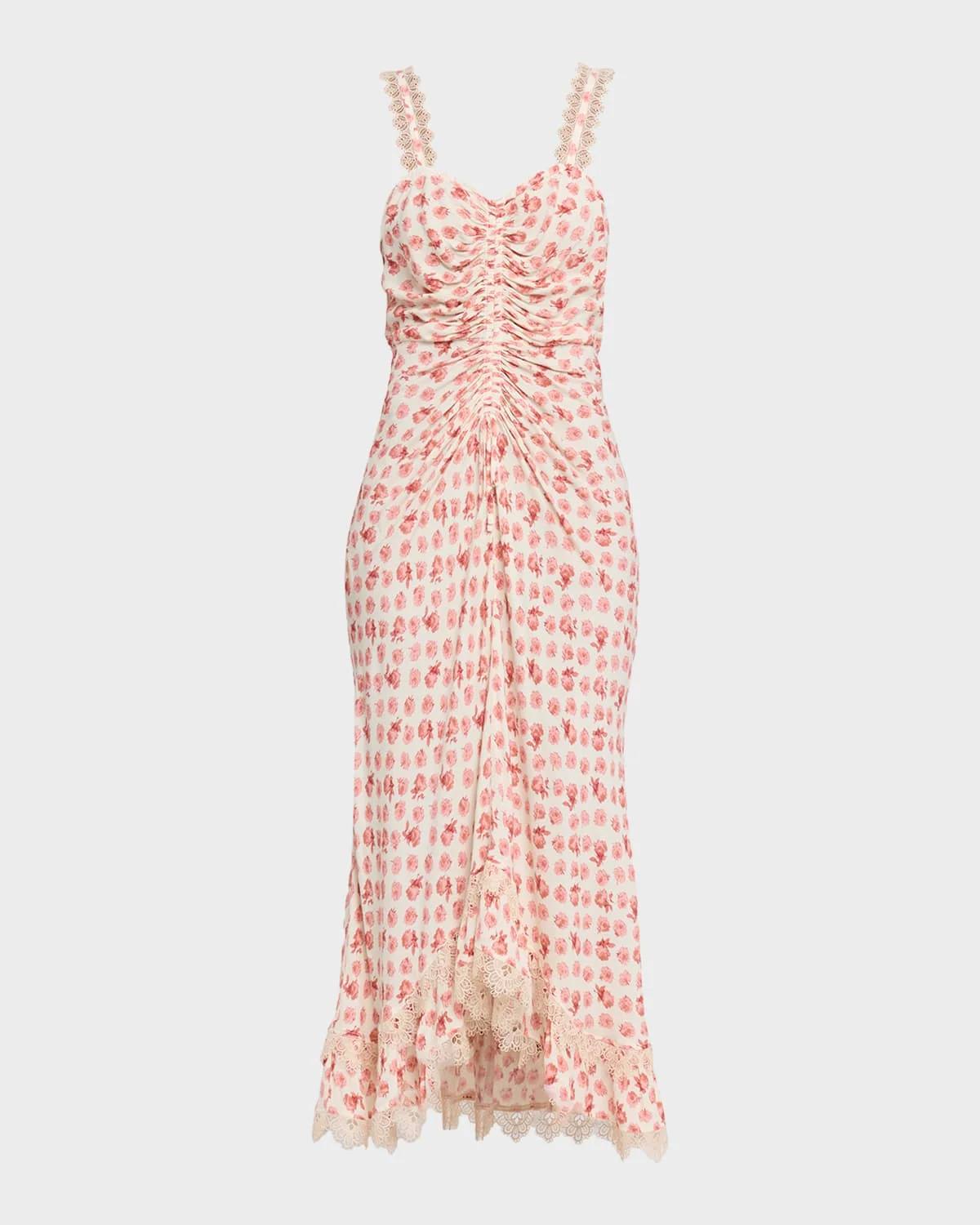 Stevie Ikat Roses Lace-Trim Midi Dress - 1