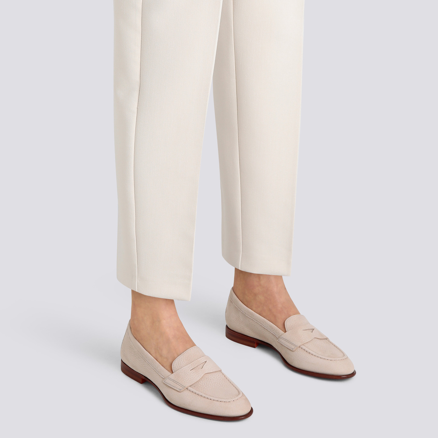 Women's pink nubuck penny loafer - 2