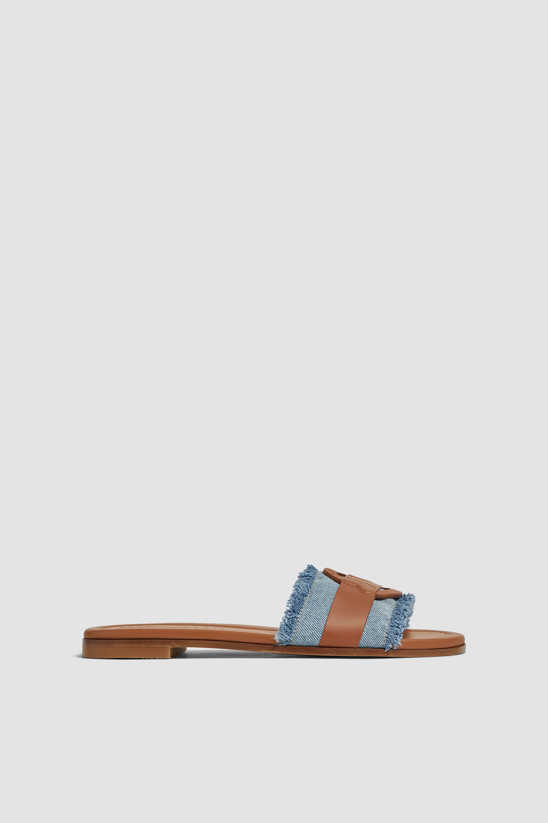 Moncler Bell Denim & Leather Slides | REVERSIBLE