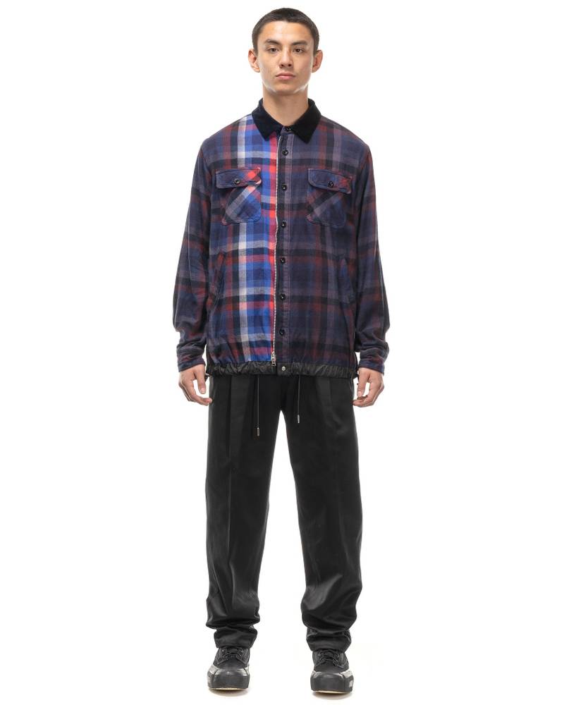 sacai OVERDYE PLAID SHIRT NAVY outlook