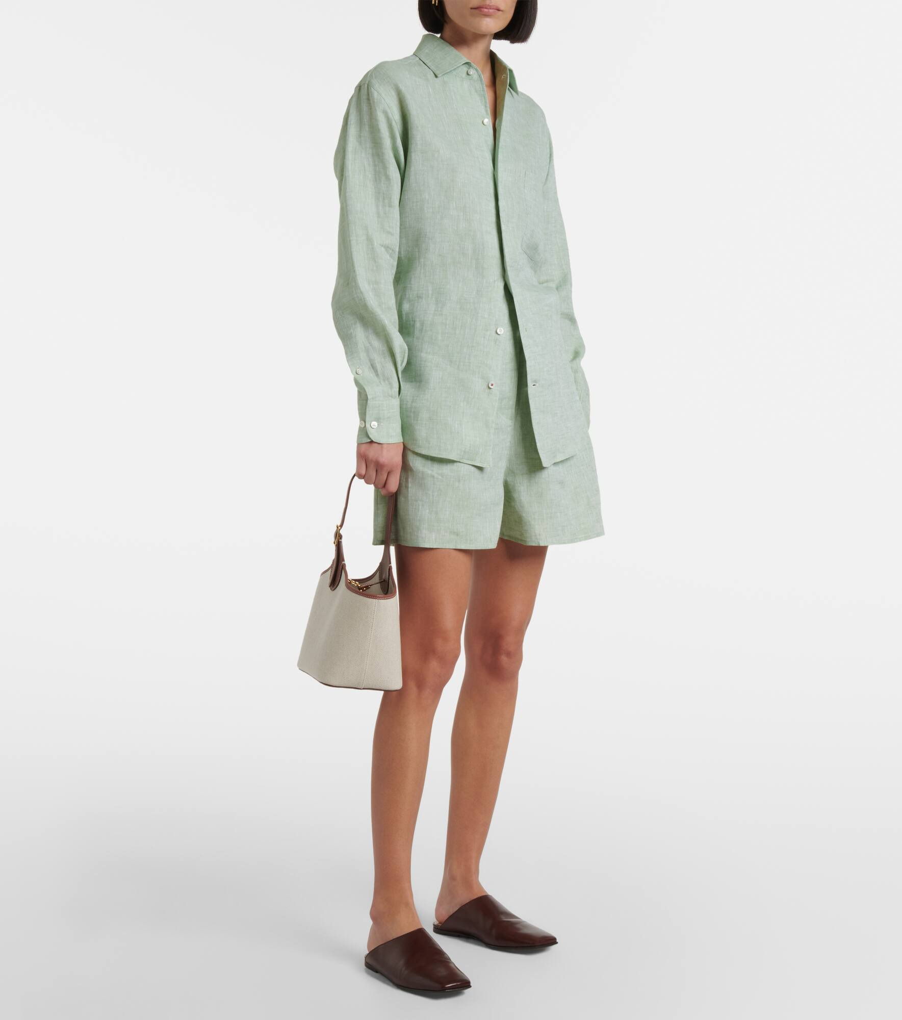 Angelo high-rise linen Bermuda shorts - 2