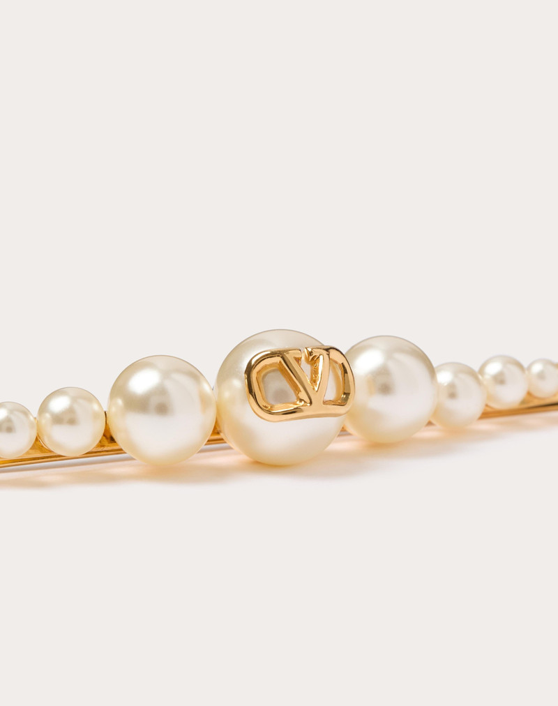 Valentino VLOGO SIGNATURE METAL AND PEARL HAIR CLIP outlook