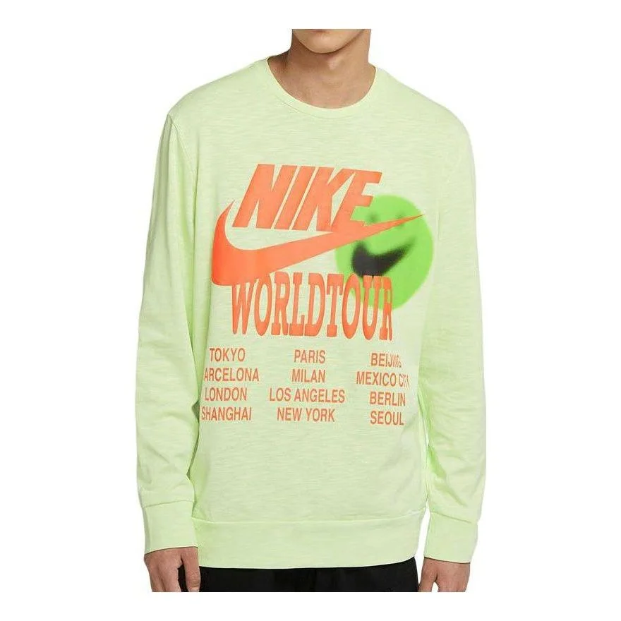 Nike Athletic 알파벳 본 둥근 목 Pullover 긴 소매 Hoodie 남자의 녹색 DA0630-383 - 1