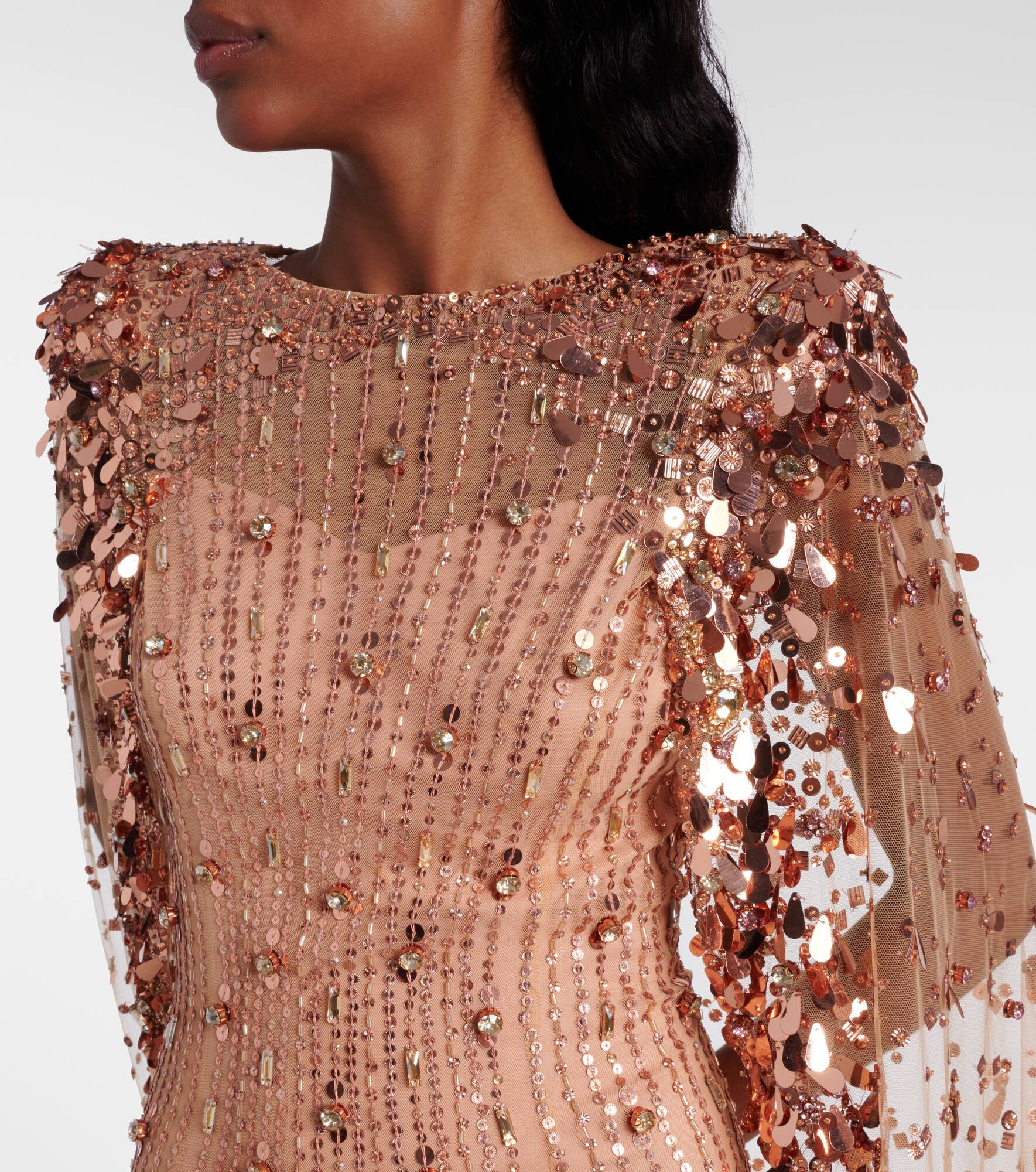 Blaize caped embellished gown - 4