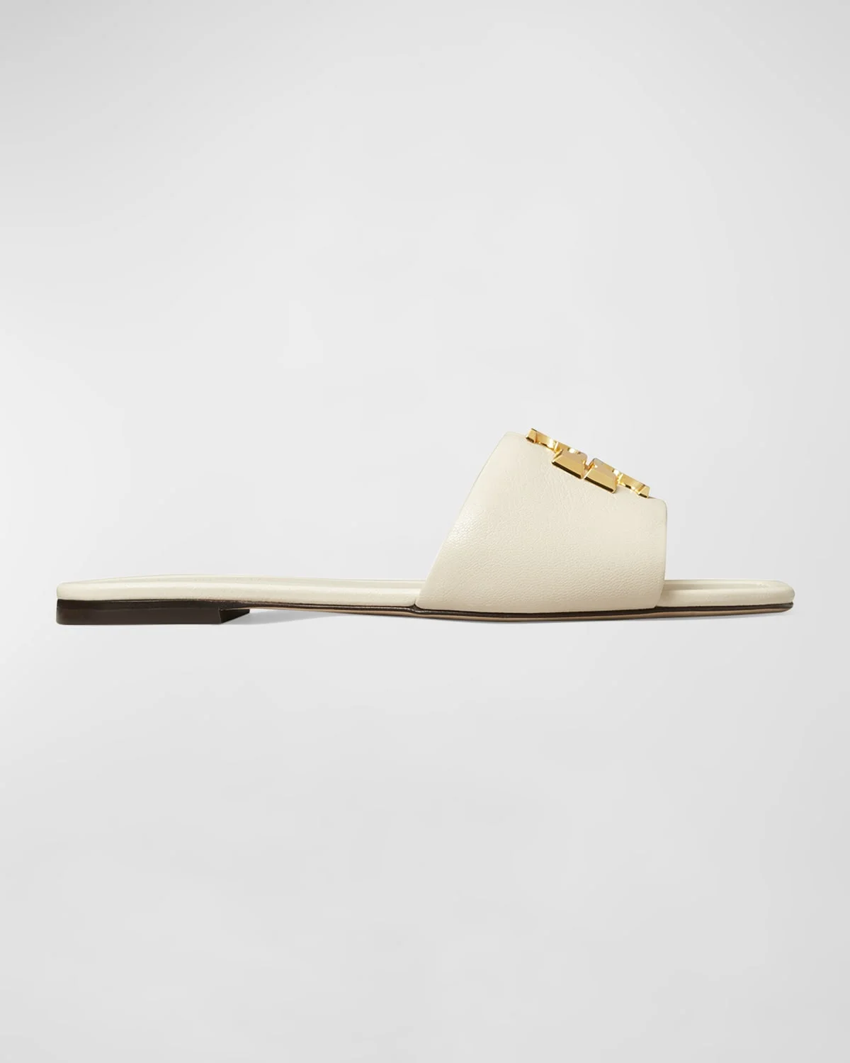 Eleanor Leather Medallion Flat Slide Sandals - 1
