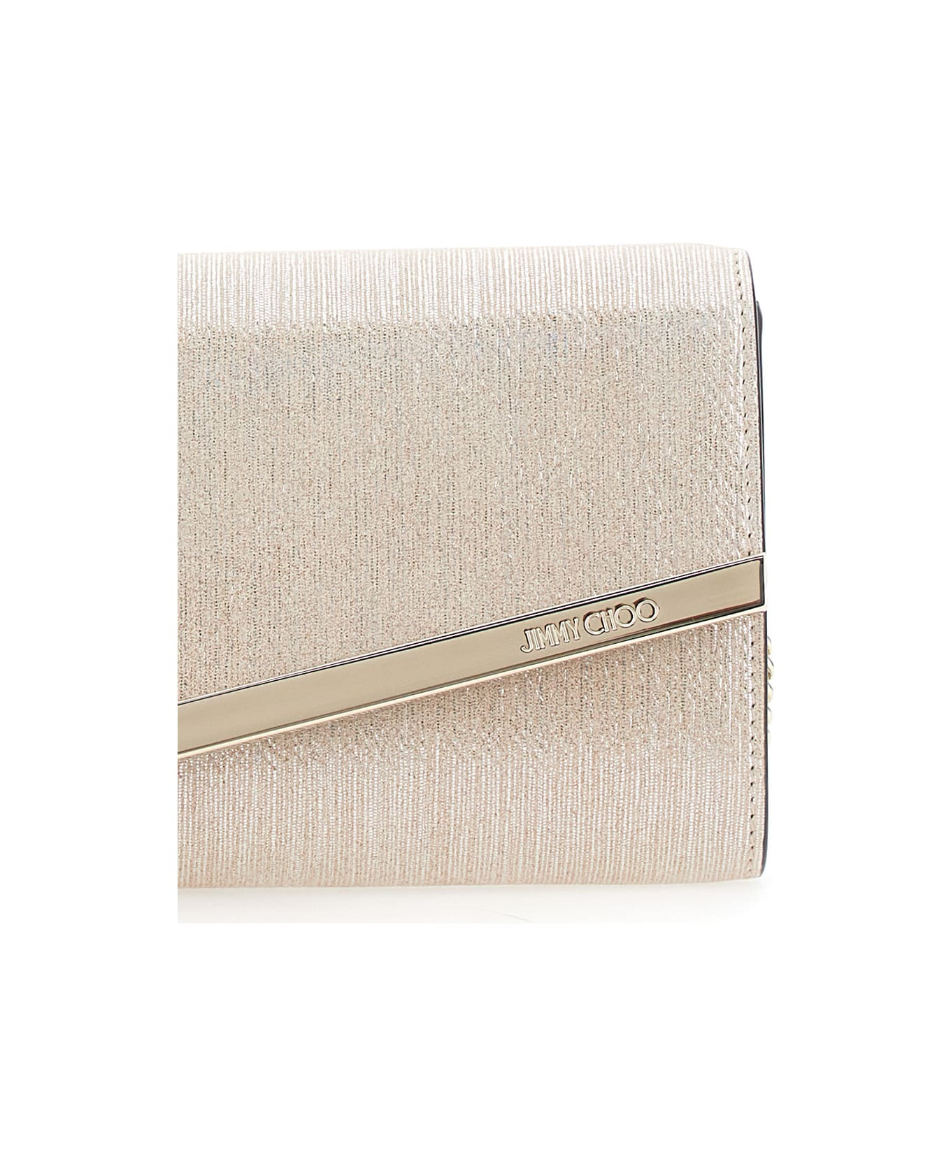 'emmie' Metallic Clutch With Chain-link Shoulder Strap And Embossed Logo Lettering On The Front In L - 3