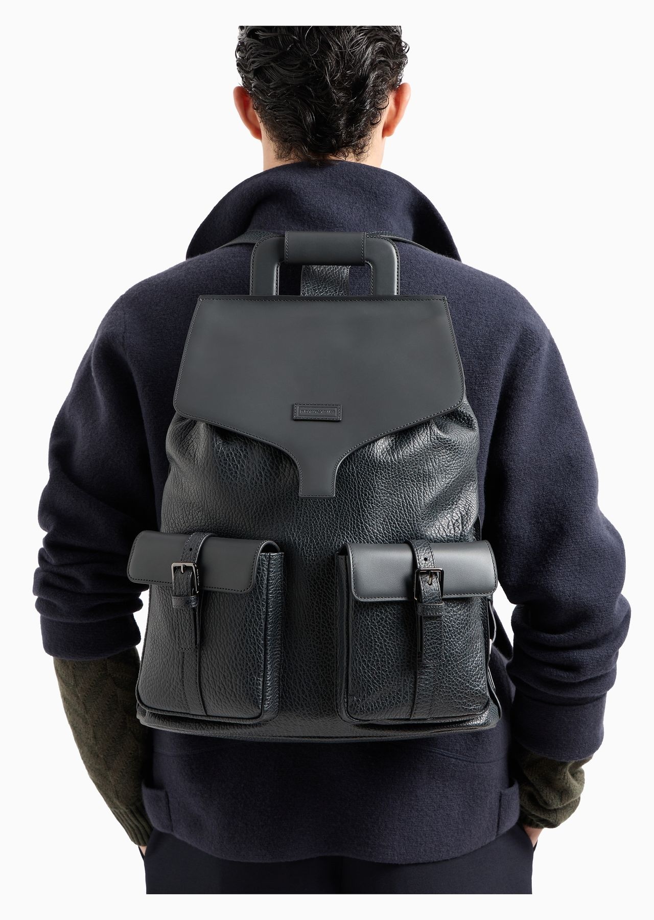 Pebbled-leather backpack with smooth leather details - 6