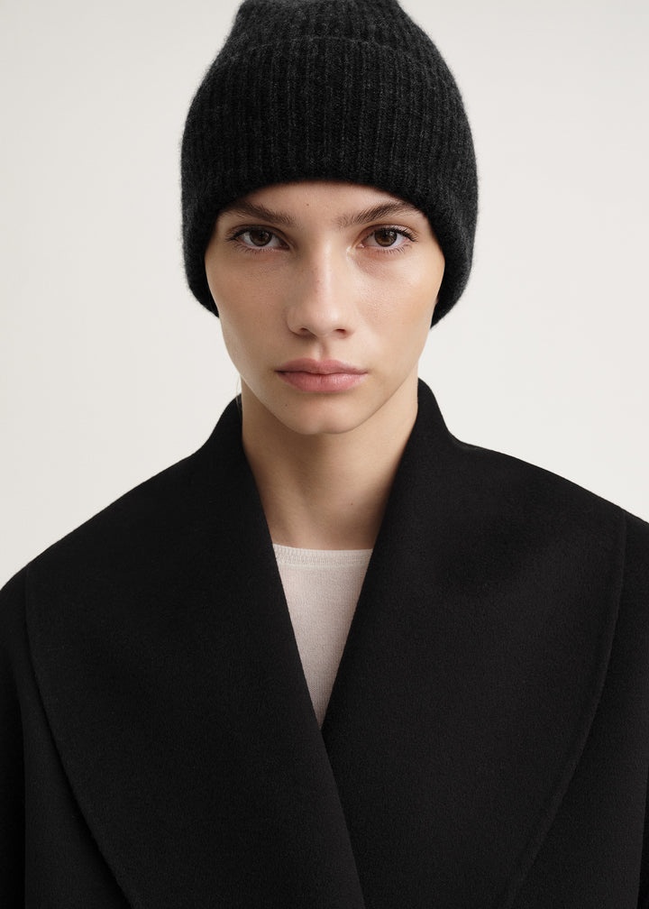 Wool cashmere knit beanie black - 2