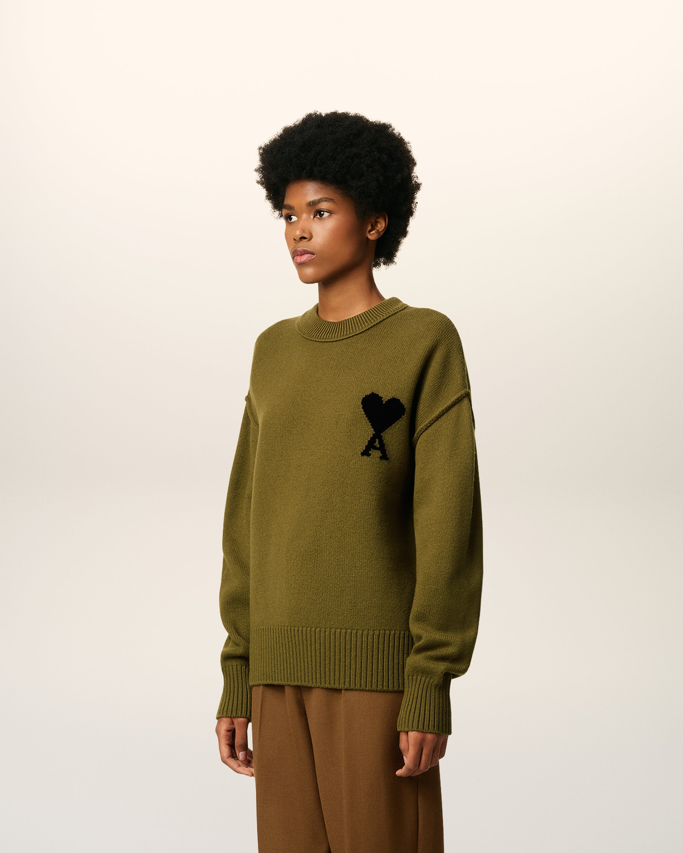 GREEN WOOL AMI DE COEUR CREWNECK SWEATER - 12