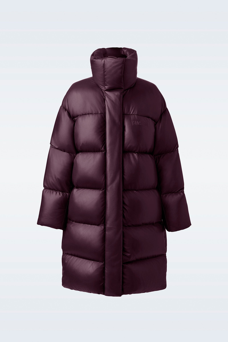 SAYA Leather down parka with stand collar 1