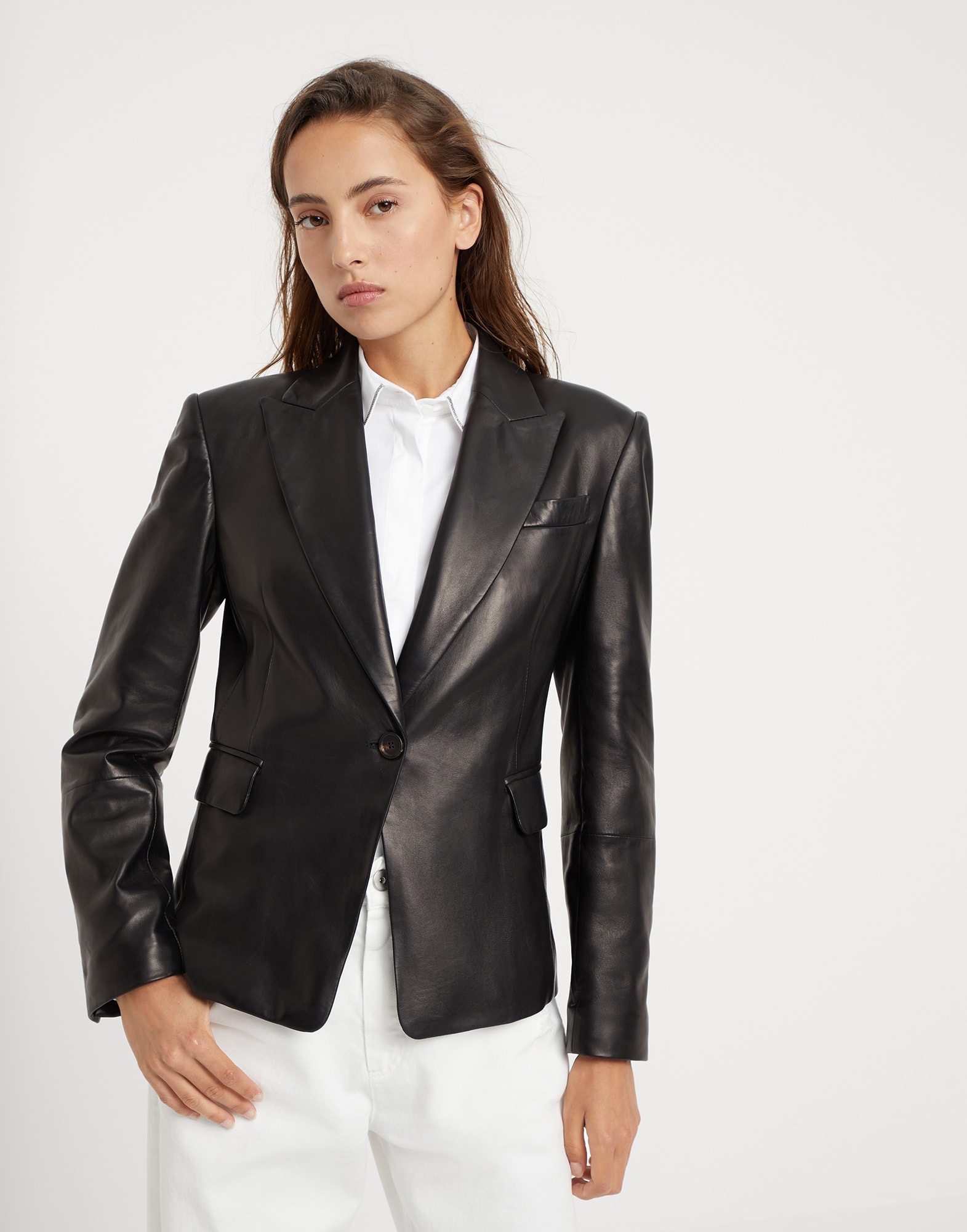 Nappa leather jacket with monili - 1