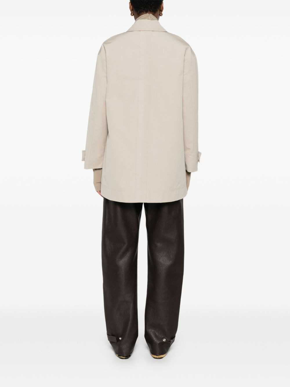 double-breasted zip-detail coat - 4