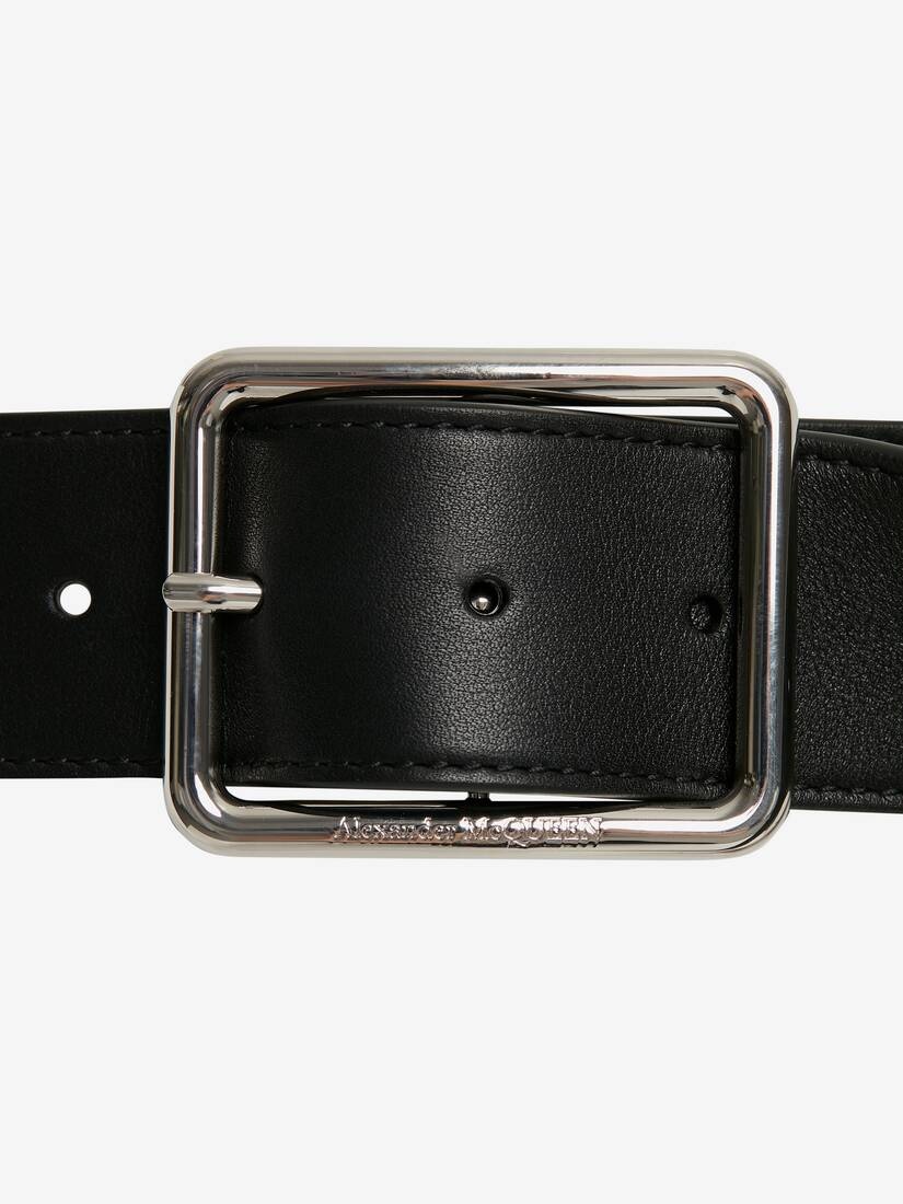 Men's Leather Long Belt in Black - 3