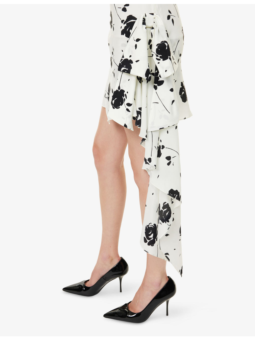 One-Shoulder Draped Silk Mini Dress - 8