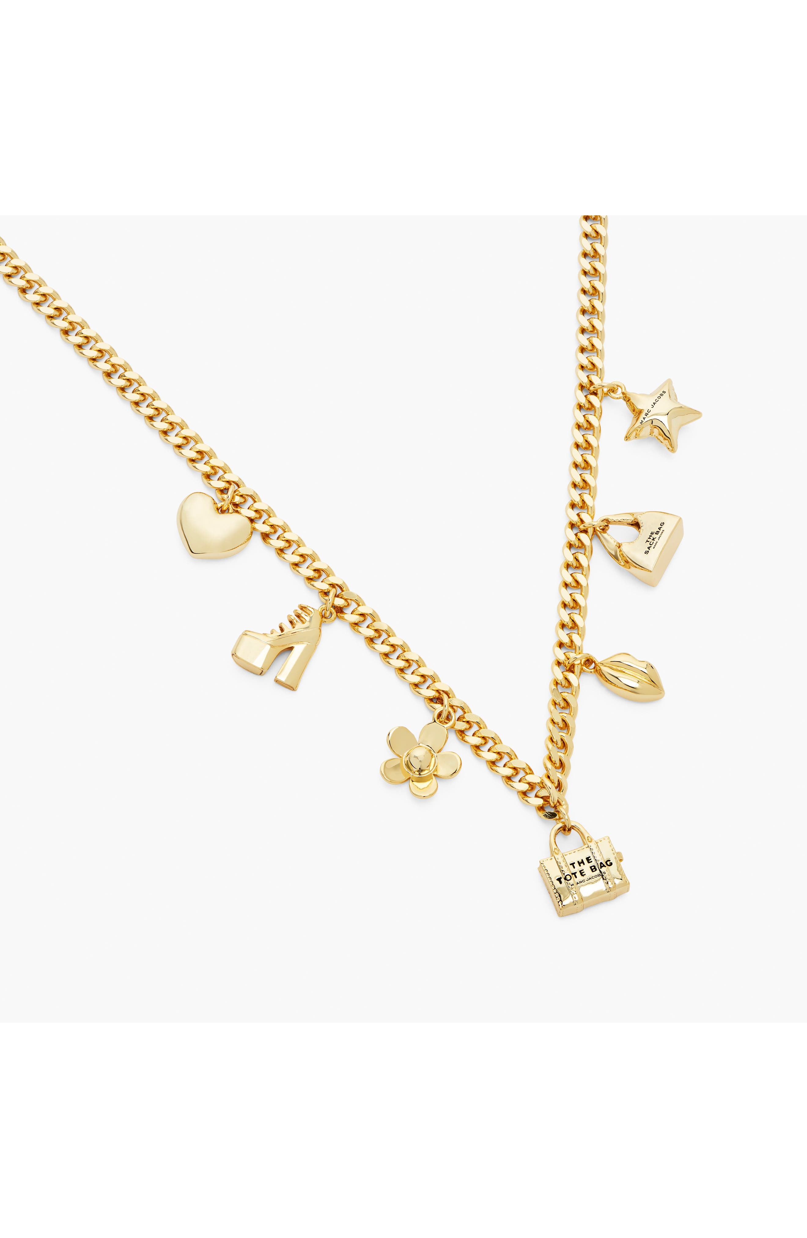 Marc Jacobs Mini Icon Charm Necklace in Light Antique Gold at Nordstrom - 3