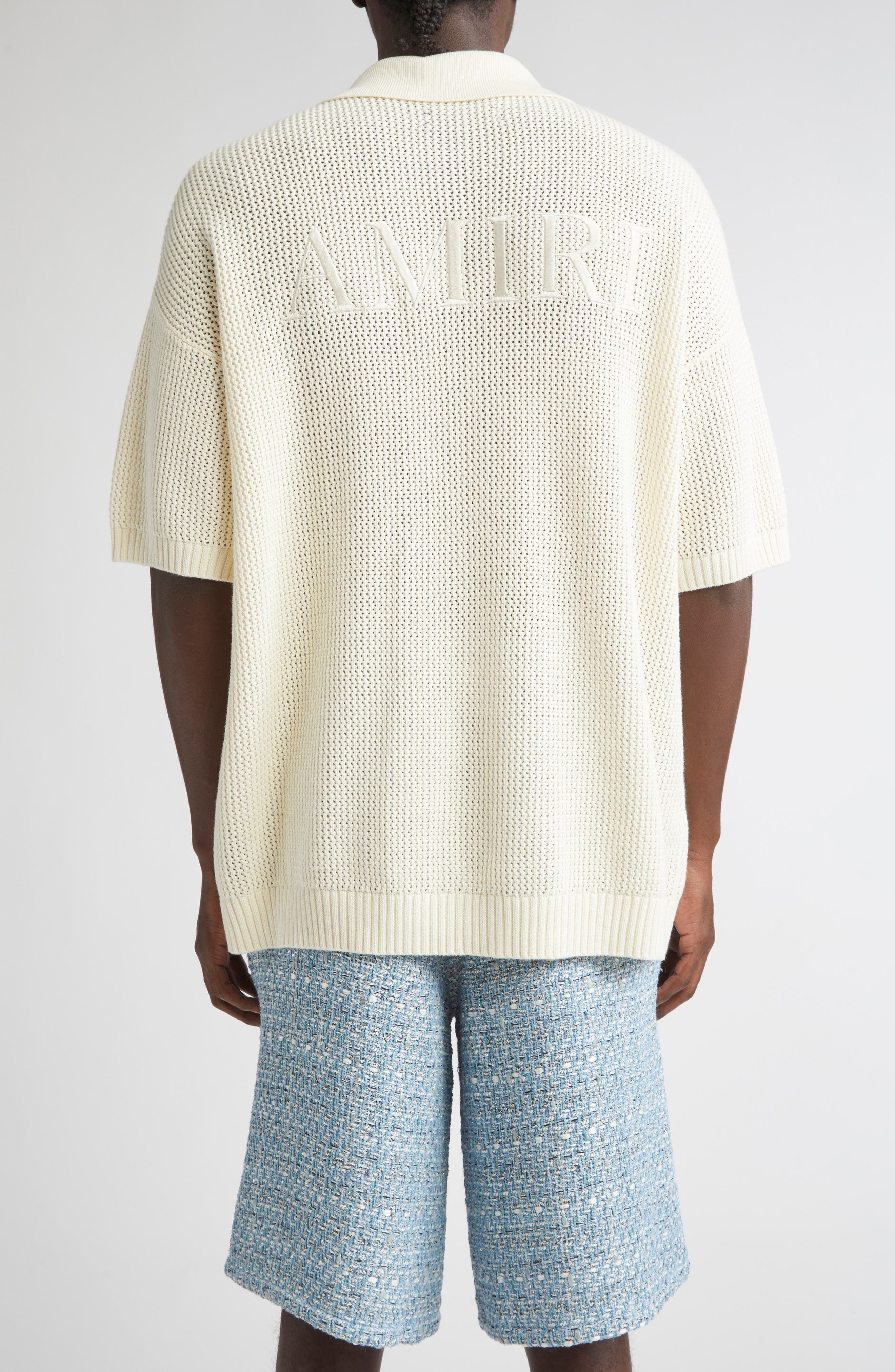 AMIRI Open Stitch Button-Up Shirt in Ivory at Nordstrom - 3