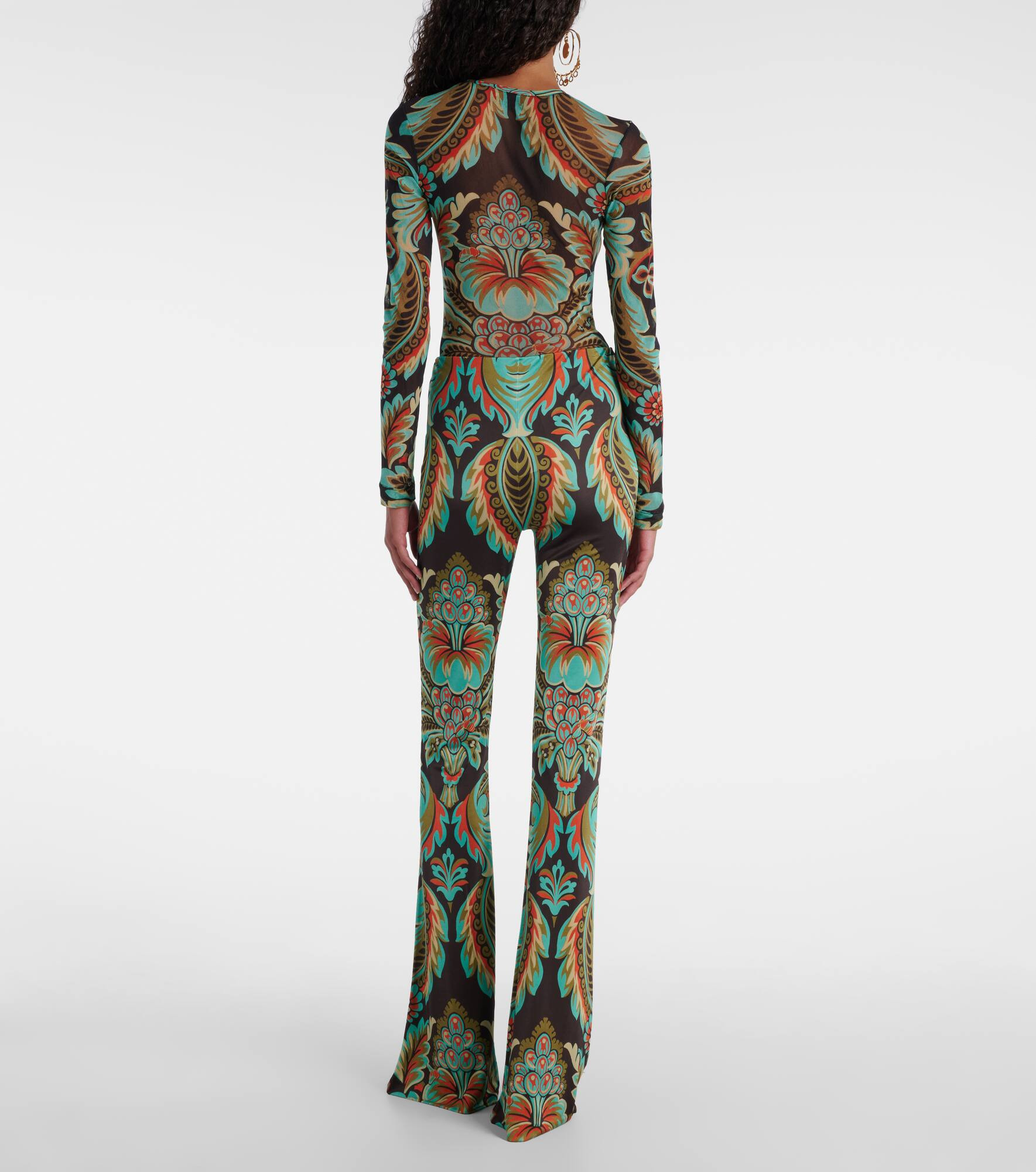 Printed crêpe jersey flared pants - 3