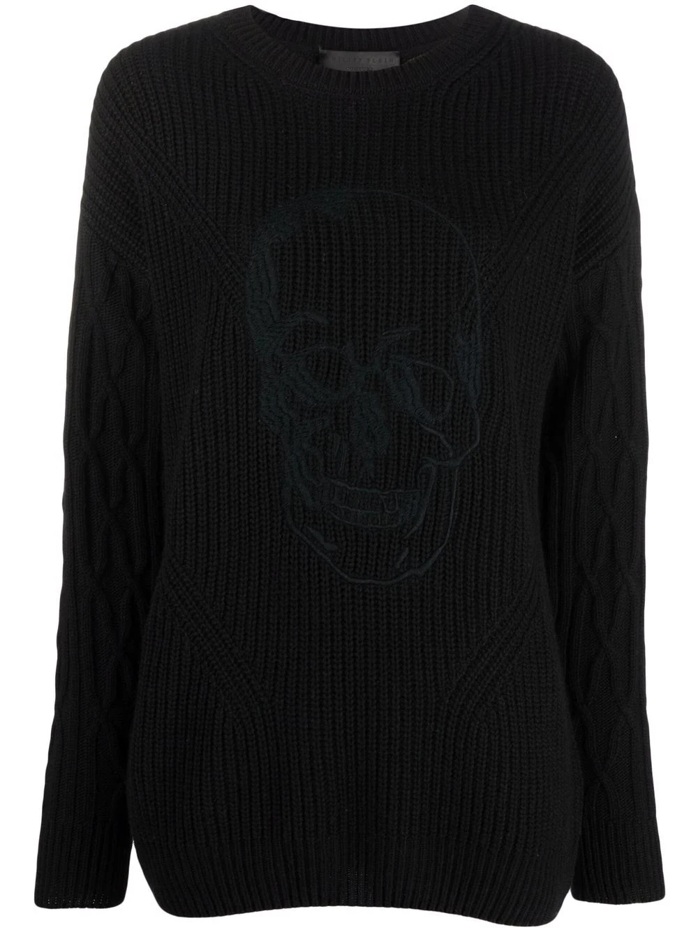 skull-embroidered knitted jumper - 1