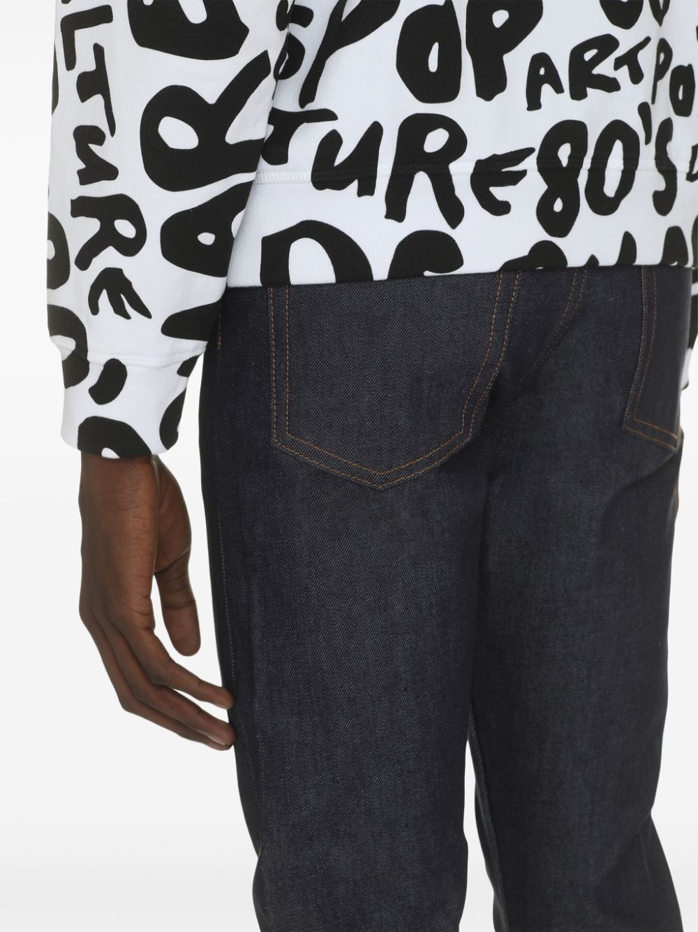 stitch detail slim-fit jeans - 4