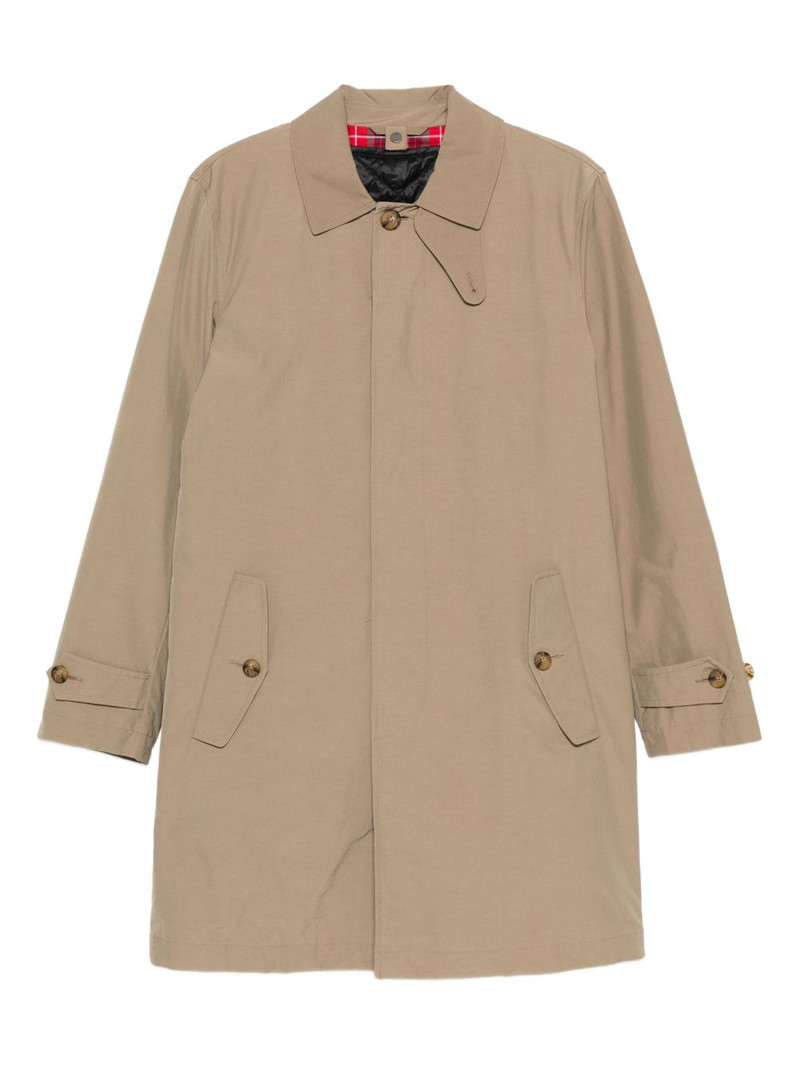 button-fastening flap-pockets trench coat 1