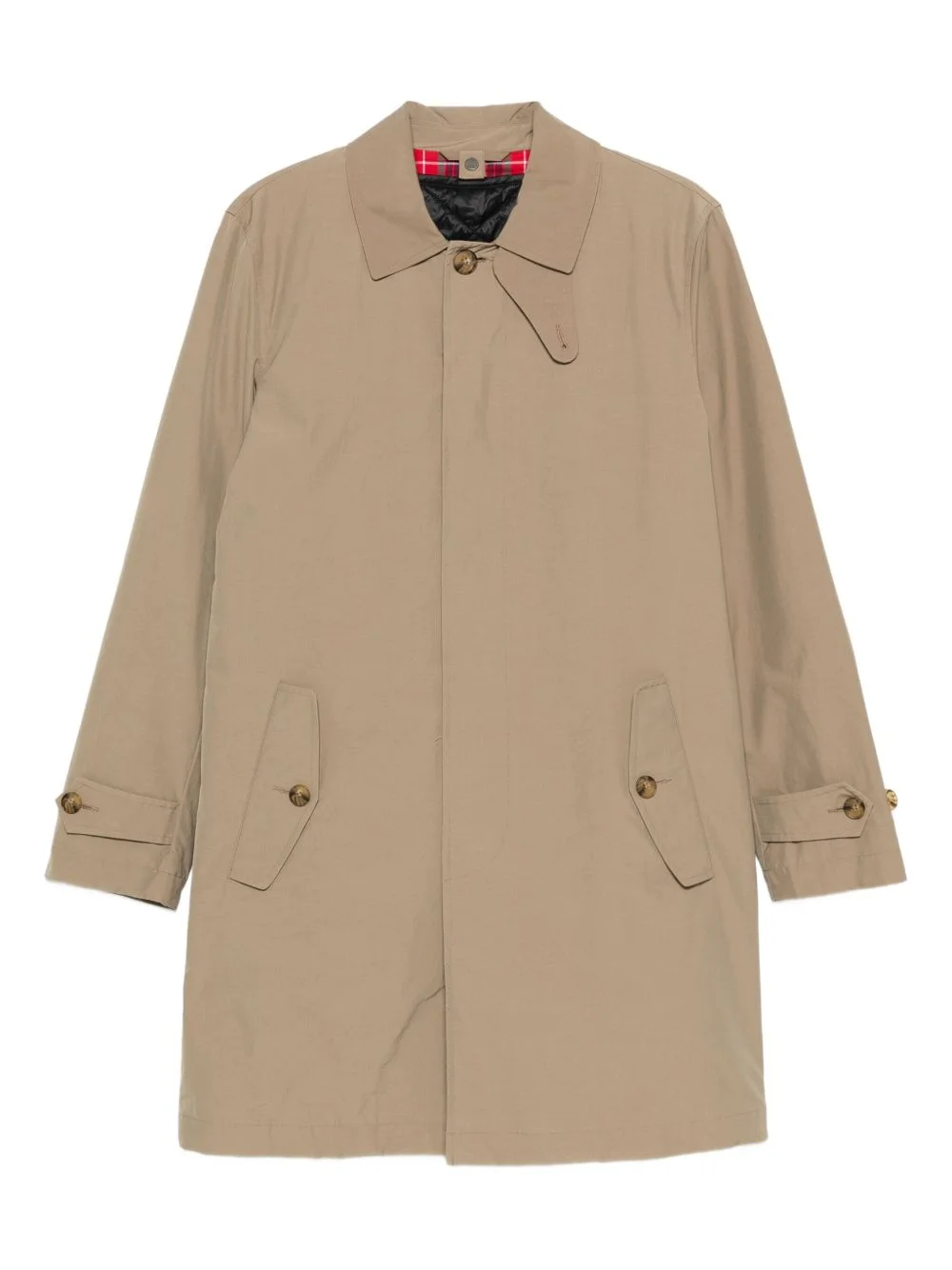 button-fastening flap-pockets trench coat - 1