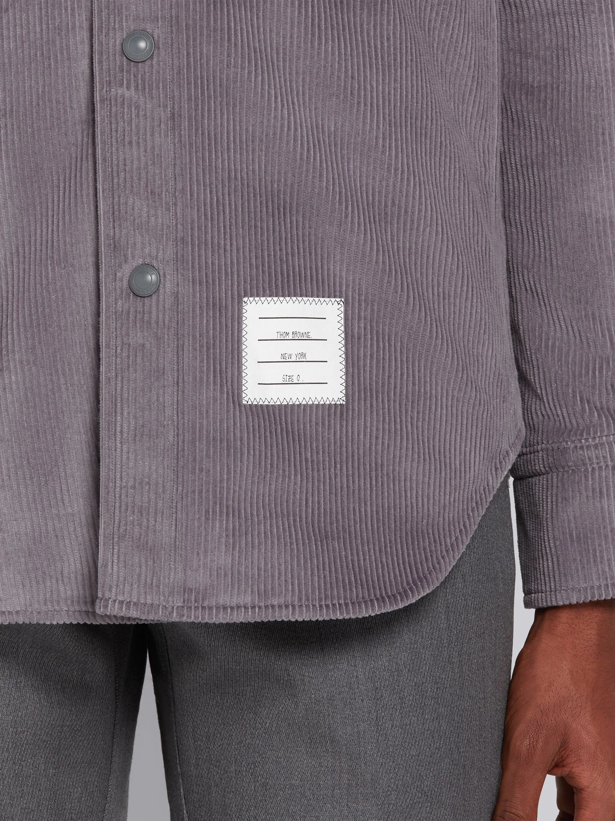 Dark Grey Garment Dyed Corduroy 4-Bar Snap Front Shirt Jacket - 6
