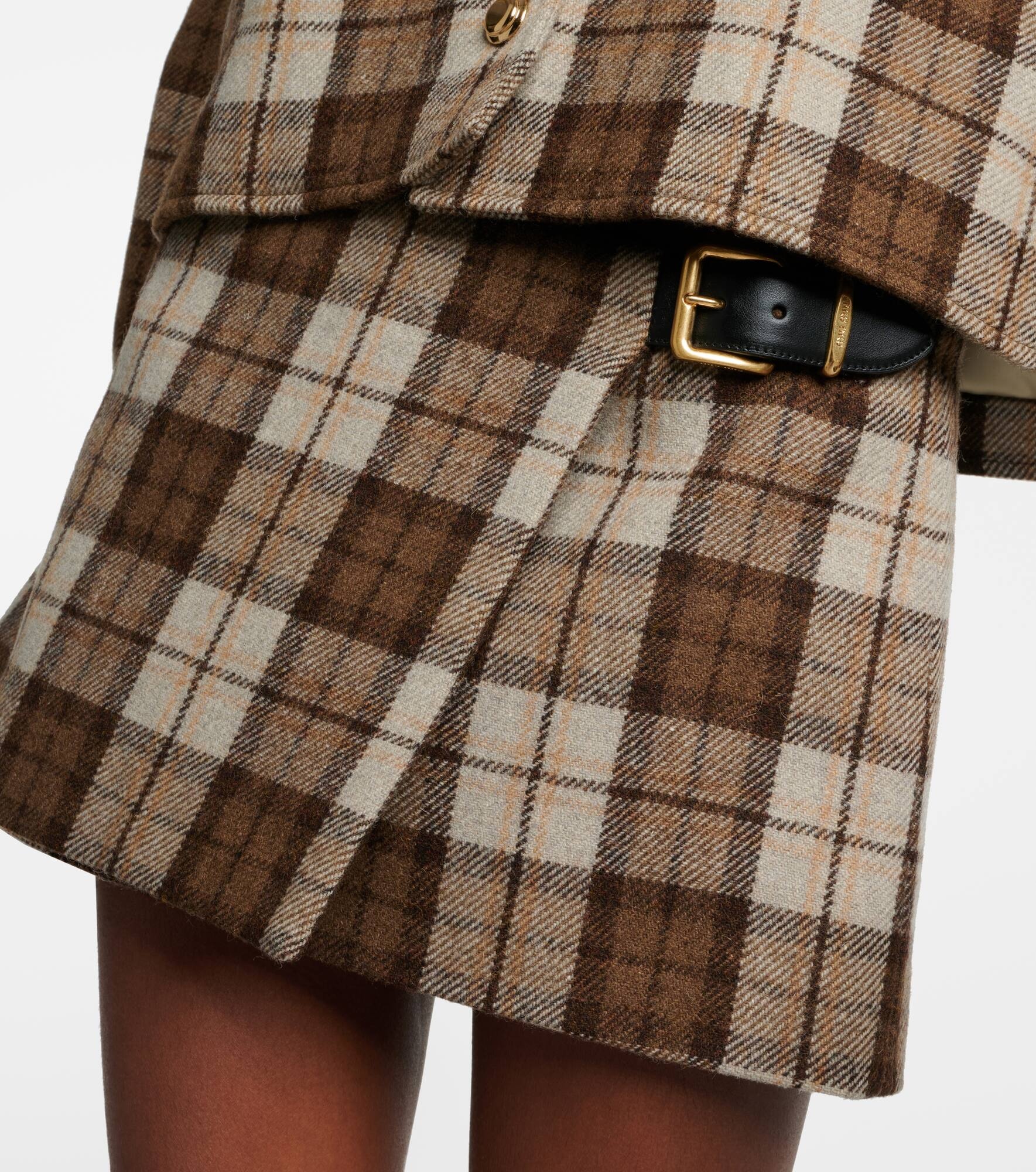 Checked low-rise wool-blend miniskirt - 4