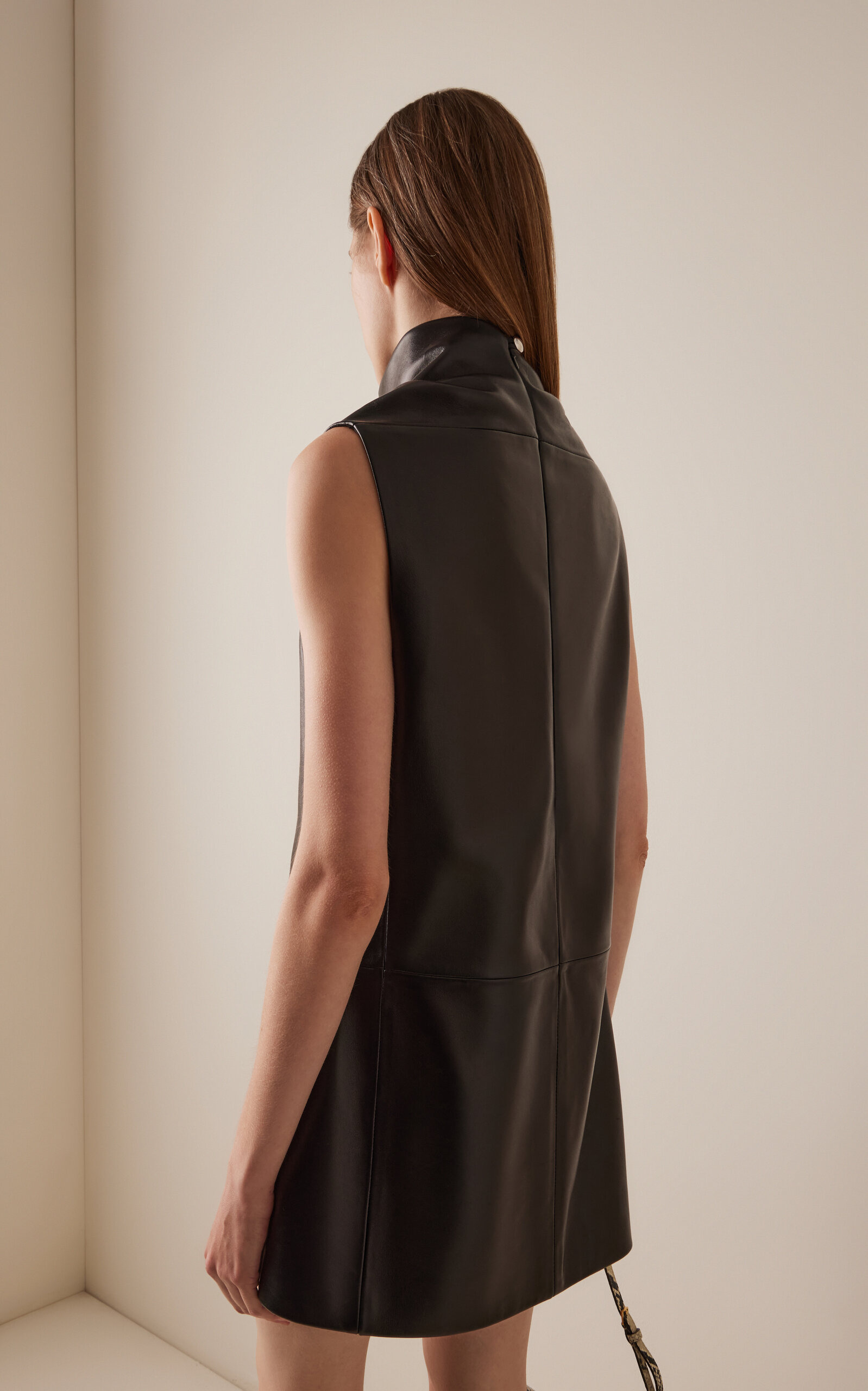 Daria Turtleneck Leather Mini Dress black - 4