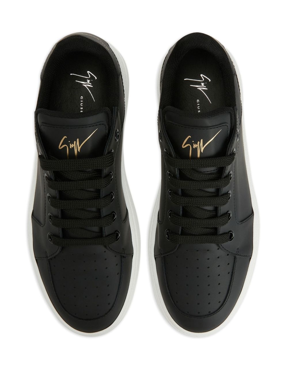 perforated-detail low-top sneakers - 4