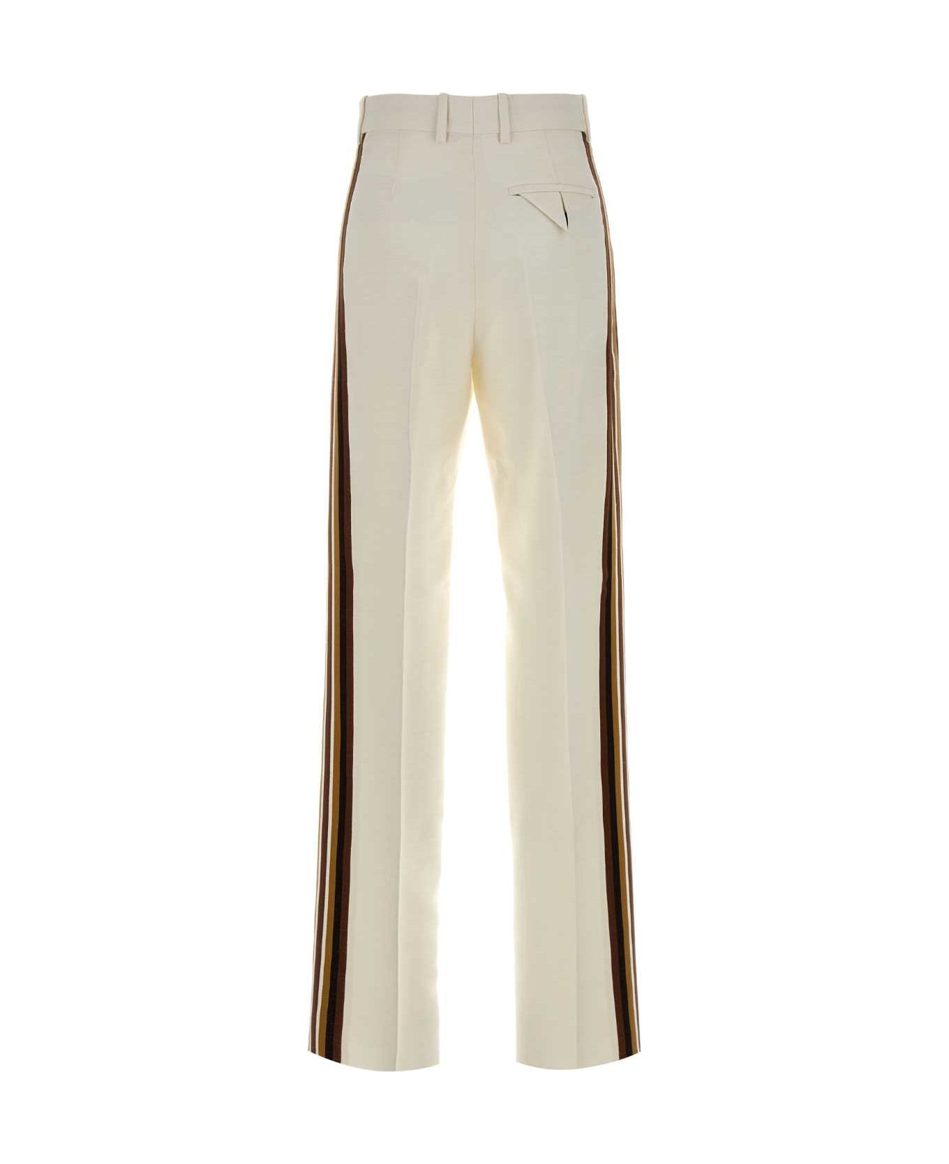 White Viscose Blend Pant - 2