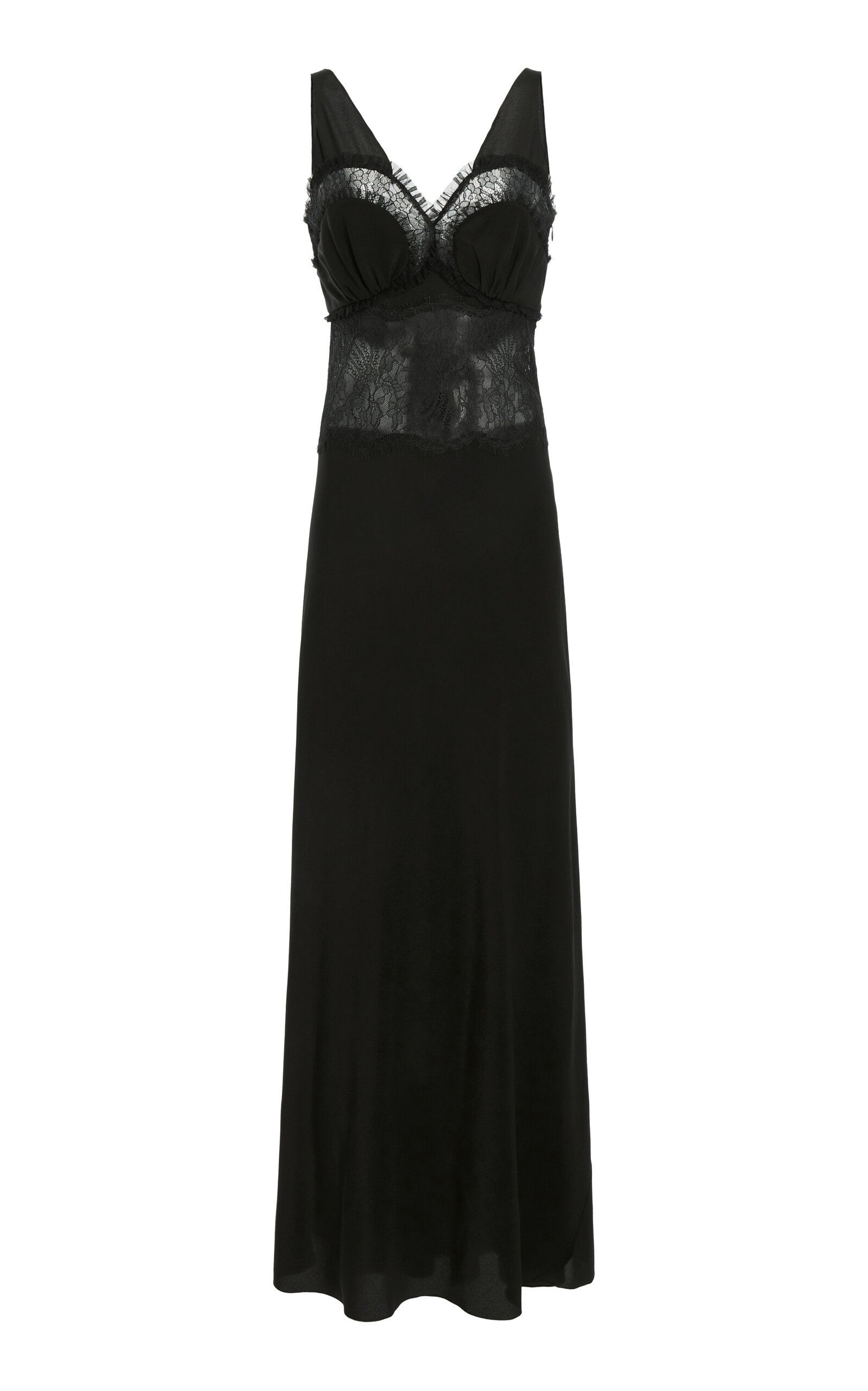 Lace-Detailed Silk Maxi Dress black - 1