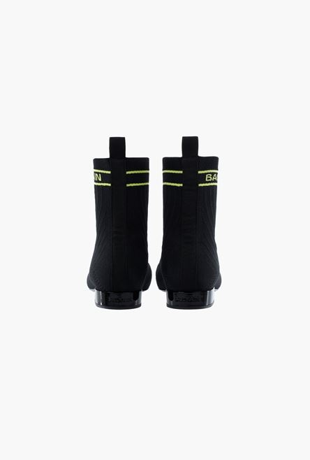 Black and lime green stretch knit Sacha ankle boots - 3