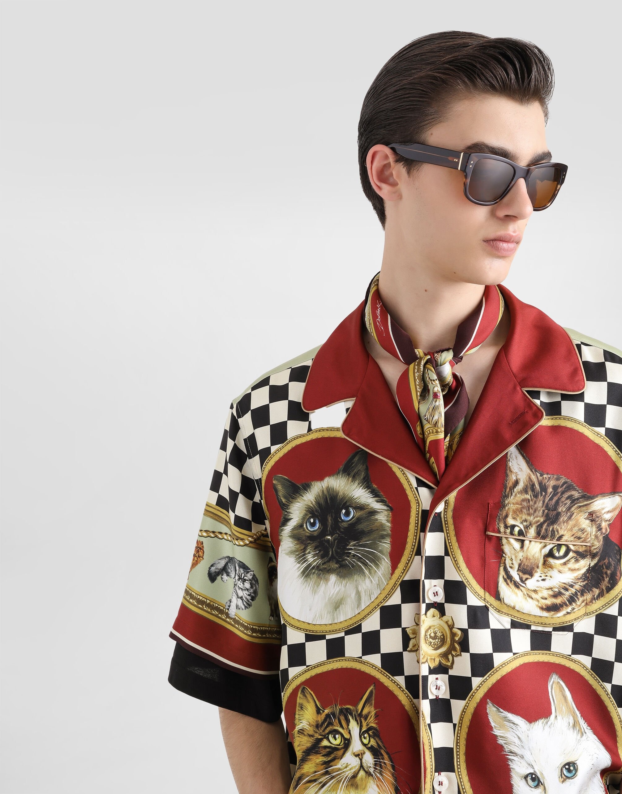 Silk shirt with cat print - 5