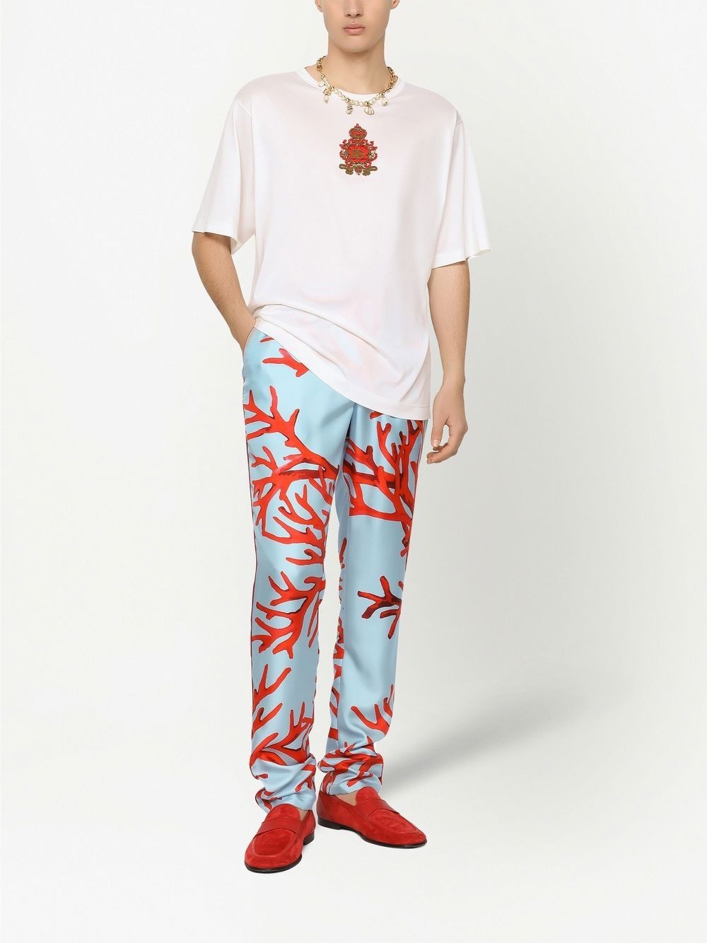 heraldic logo-patch silk T-shirt - 2